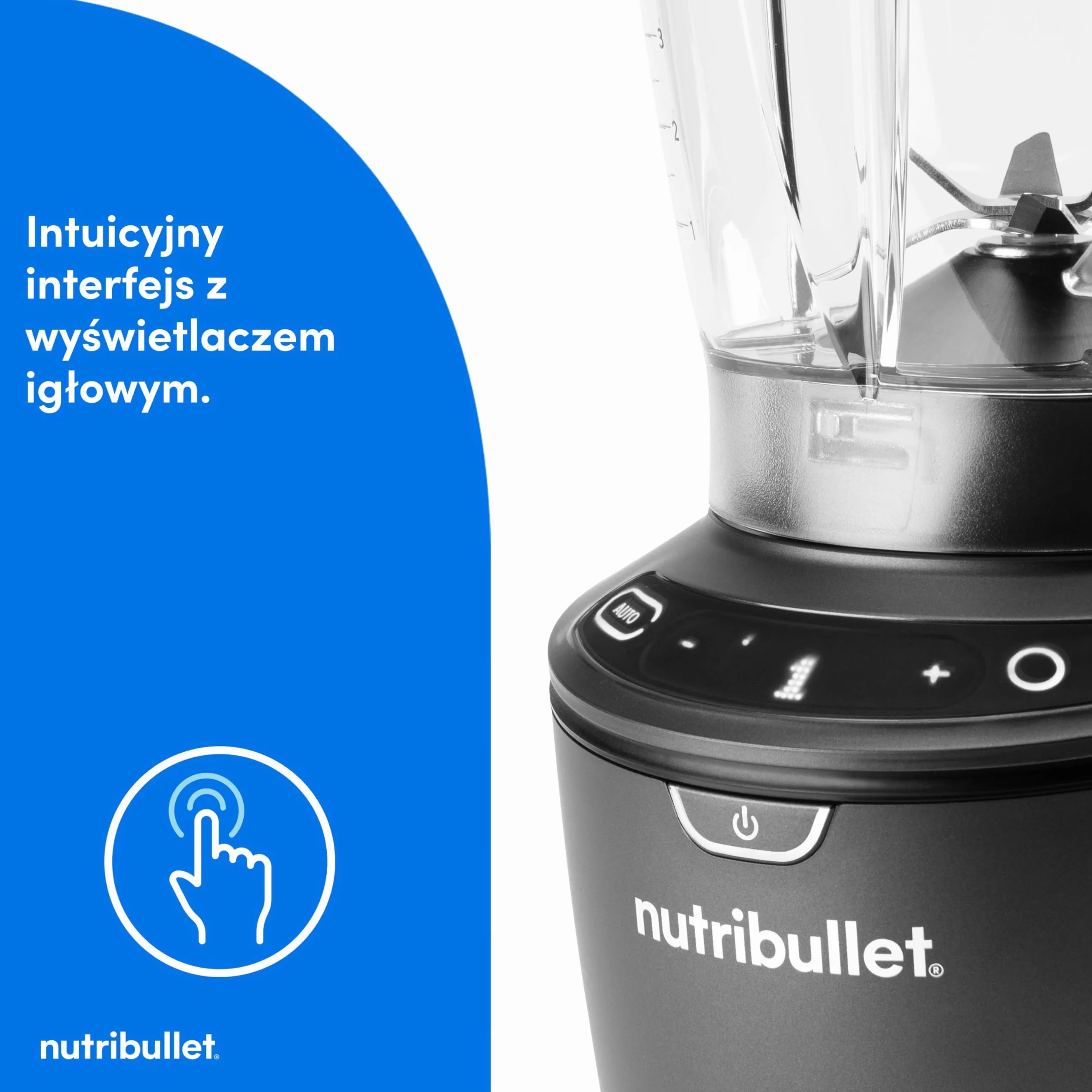 Nutribullet SmartSense Blender Combo NBF550DG z 5 zmiennymi prędkościami, funkcją pulsu, kubek 946 ml i 710 ml z uchwytem, inteligentny cykl automatyczny, pokrywa To-Go, 1500 W, czarny