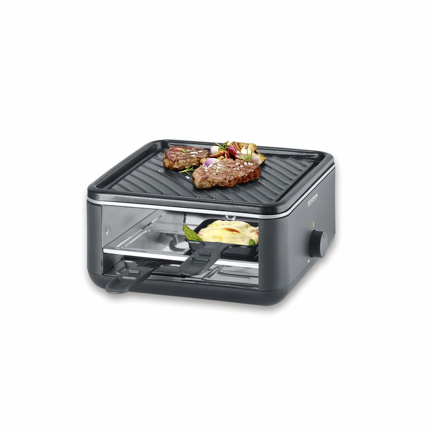 SEVERIN Raclette Grill 800 W z 4 Patelniami, Powłoka Nieprzywierająca, Czarny RG 2360
