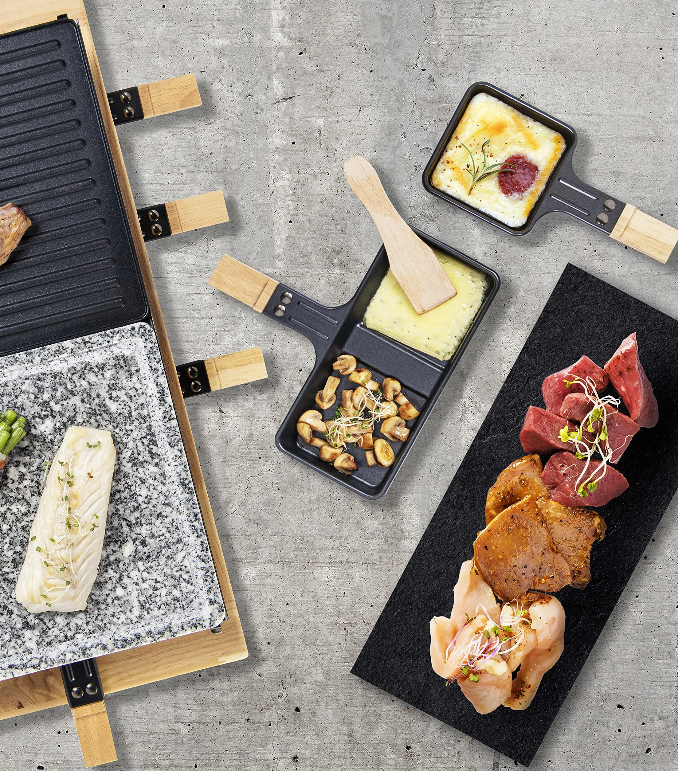 Bestron Grill elektryczny do raclette XL 1500 W z kamieniem naturalnym i powłoką nieprzywierającą