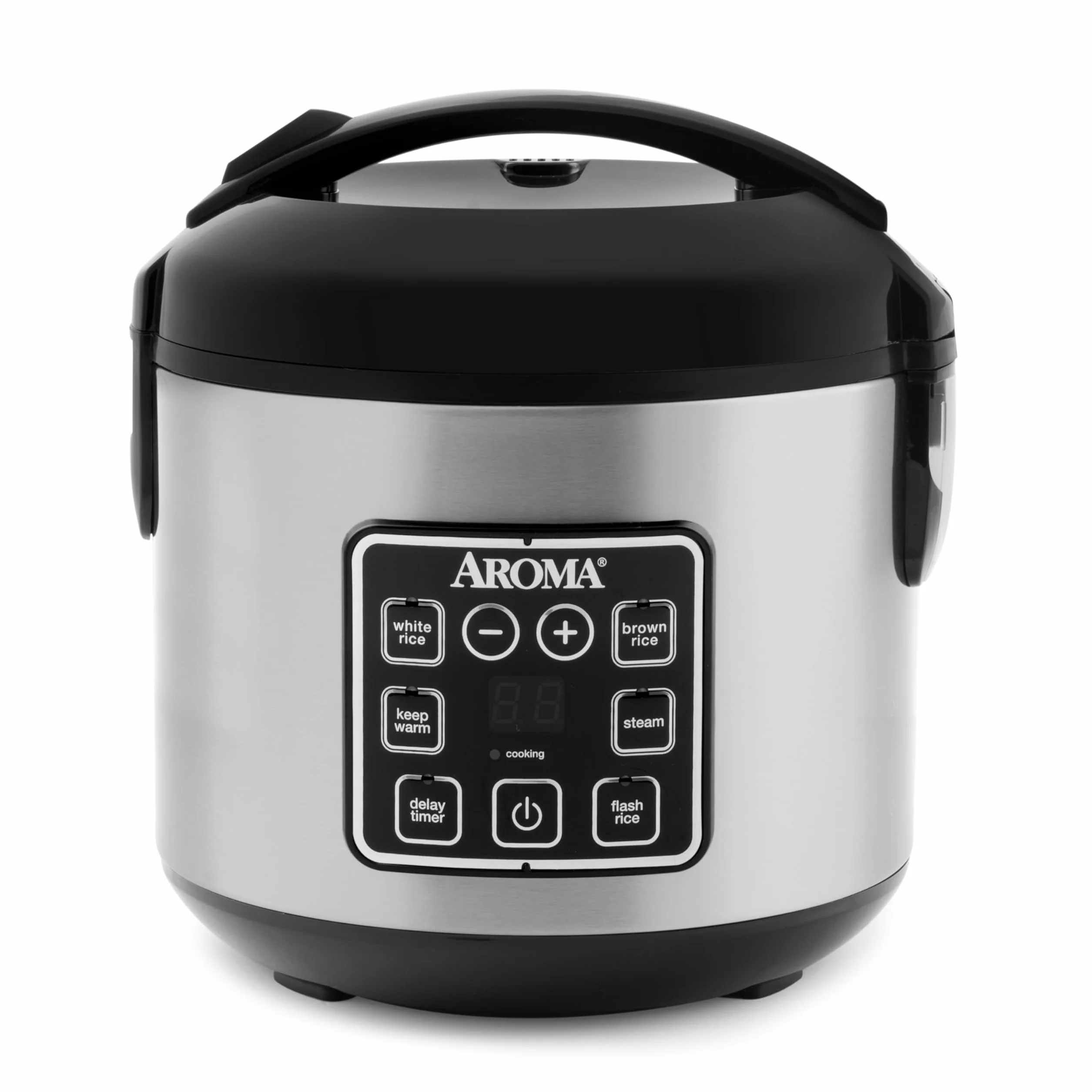 Aroma 8 filiżanek ze stali nierdzewnej Cool Touch Cyfrowy ryż/multicooker/parowiec, czarny