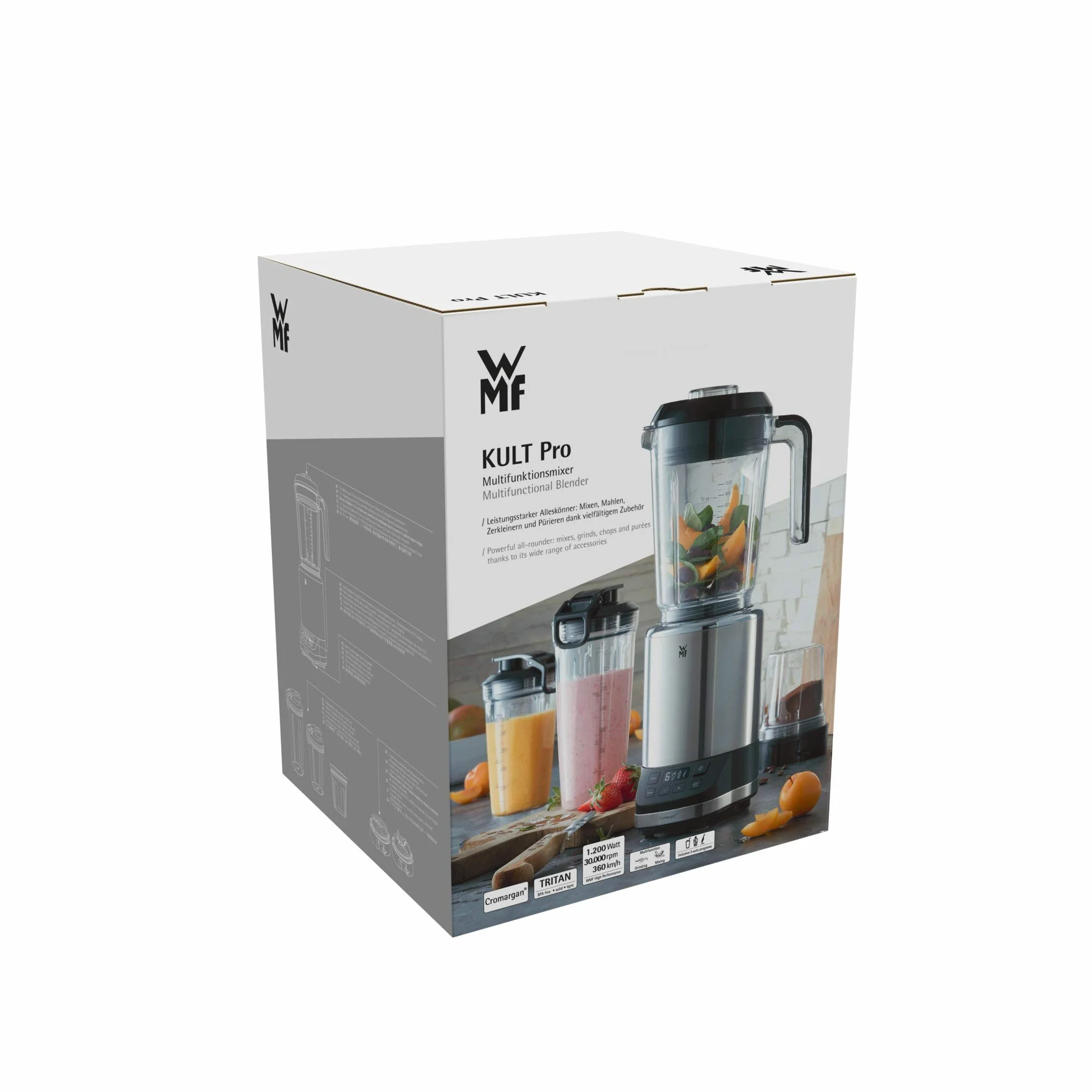 Wmf 416530011 Cromargan Blender Kielichowy, Cromargan, 1200 W, 1,2 L, Szary/Srebrny