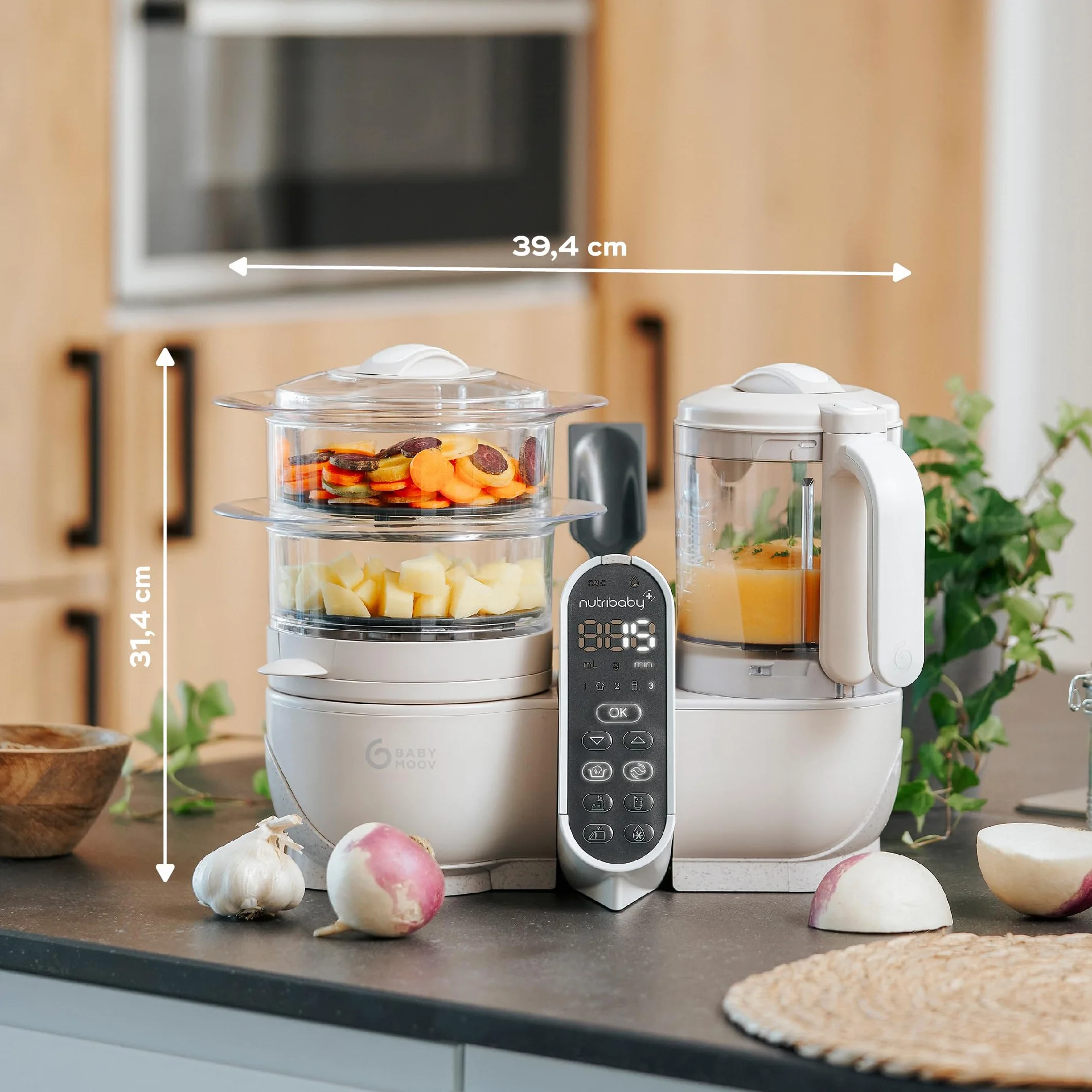 Babymoov Nutribaby(+) wielofunkcyjny robot do gotowania dla niemowląt 6 w 1, parownik, 2,2 l, beżowy