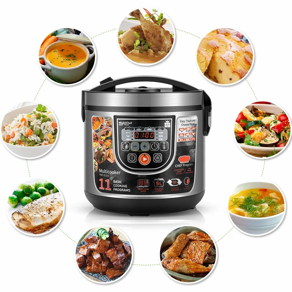 ForMe Wielofunkcyjny Robot Kuchenny 5L 860W Programowalny Garnek Rice Cooker I 11 Menu Wstępnie skonfigurowane Funkcja Utrzymanie ciepła do 24h I Opóźnienie Timer I Garnek Niska Temperatura Inox
