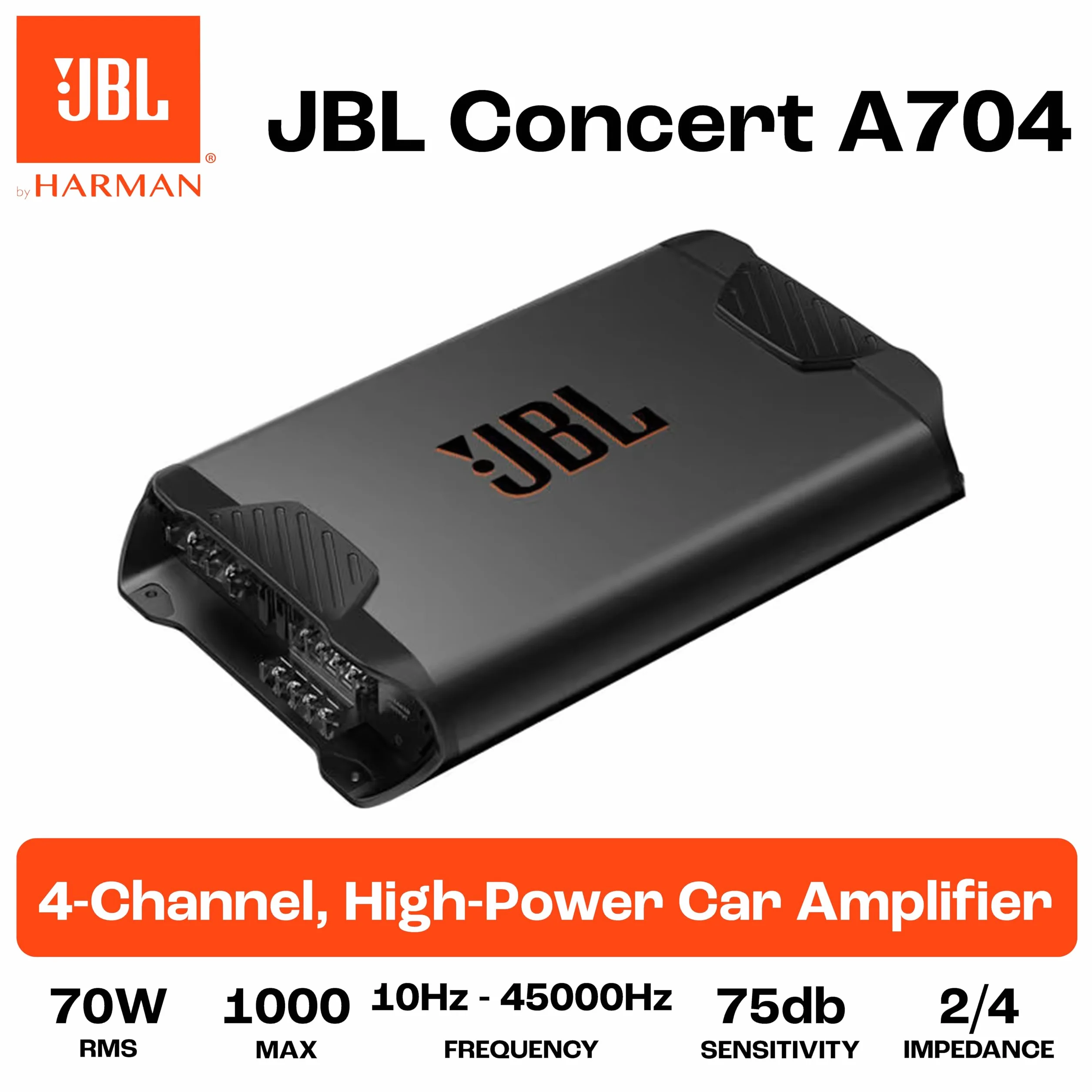 JBL Club A754 4-kanałowy wzmacniacz samochodowy firmy Harman Kardon – samochodowy wzmacniacz radia samochodowego – 4 x 75 W lub 2 x 200 W do 2 lub 4 głośników samochodowych