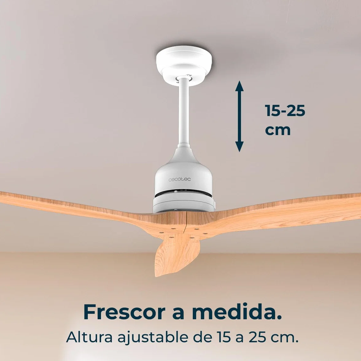 Cecotec - Wentylator sufitowy EnergySilence Aero 5270 WhiteWood - Silnik 40W DC, Średnica 132 cm, Sterowanie, Timer, 6 prędkości, Lato i zima, Regulacja wysokości 15 lub 25 cm, Cichy