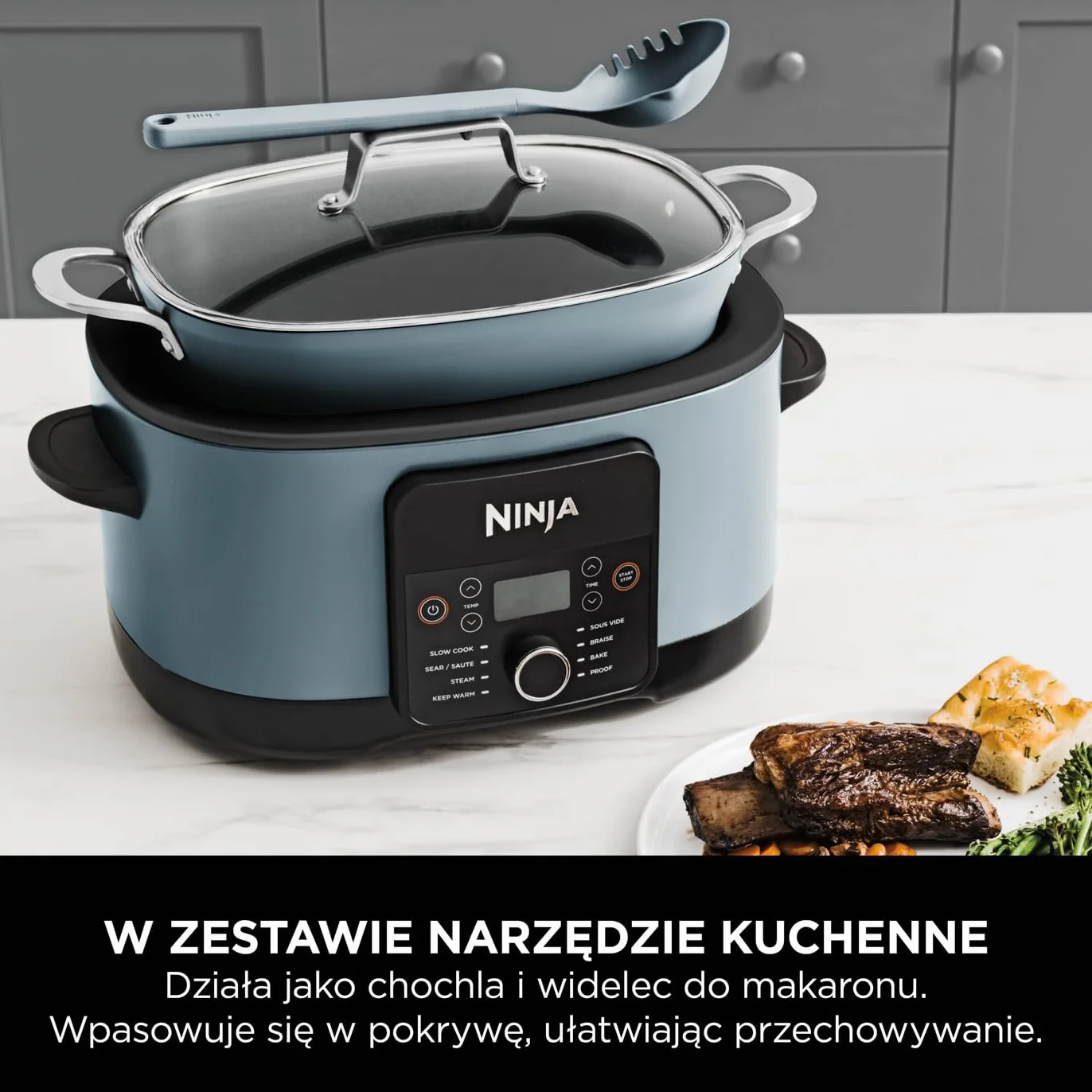 Ninja Foodi 8L PossibleCooker, cyfrowy wolnowar nieprzywierający i garnek wielofunkcyjny 8 w 1 z akcesoriami, powolne gotowanie, gotowanie na parze, smażenie, pieczenie i inne - na 8 porcji, MC1001EU