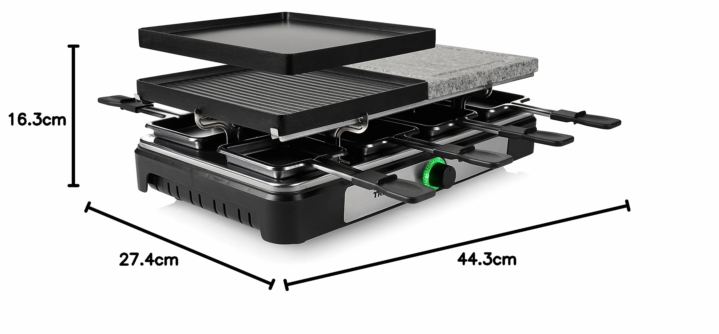 Tristar Raclette Gourmet Set RA-2747-4 1400W 8 Osób Wymienne Płyty Raclette Grill Kamienny Teppanyaki