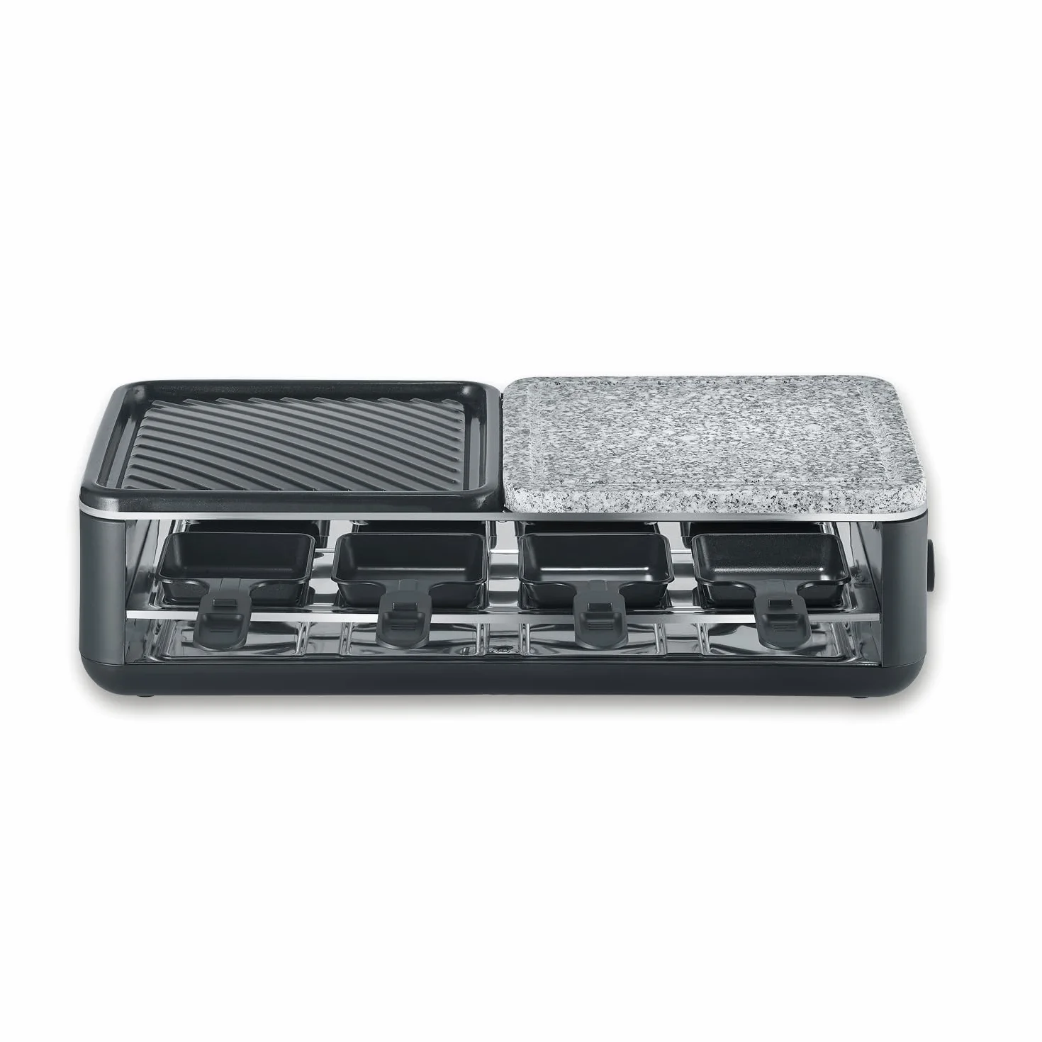 SEVERIN Raclette grill 1300 W z kamieniem naturalnym i płytą grillową 8 patelniami RG 2366 czarny