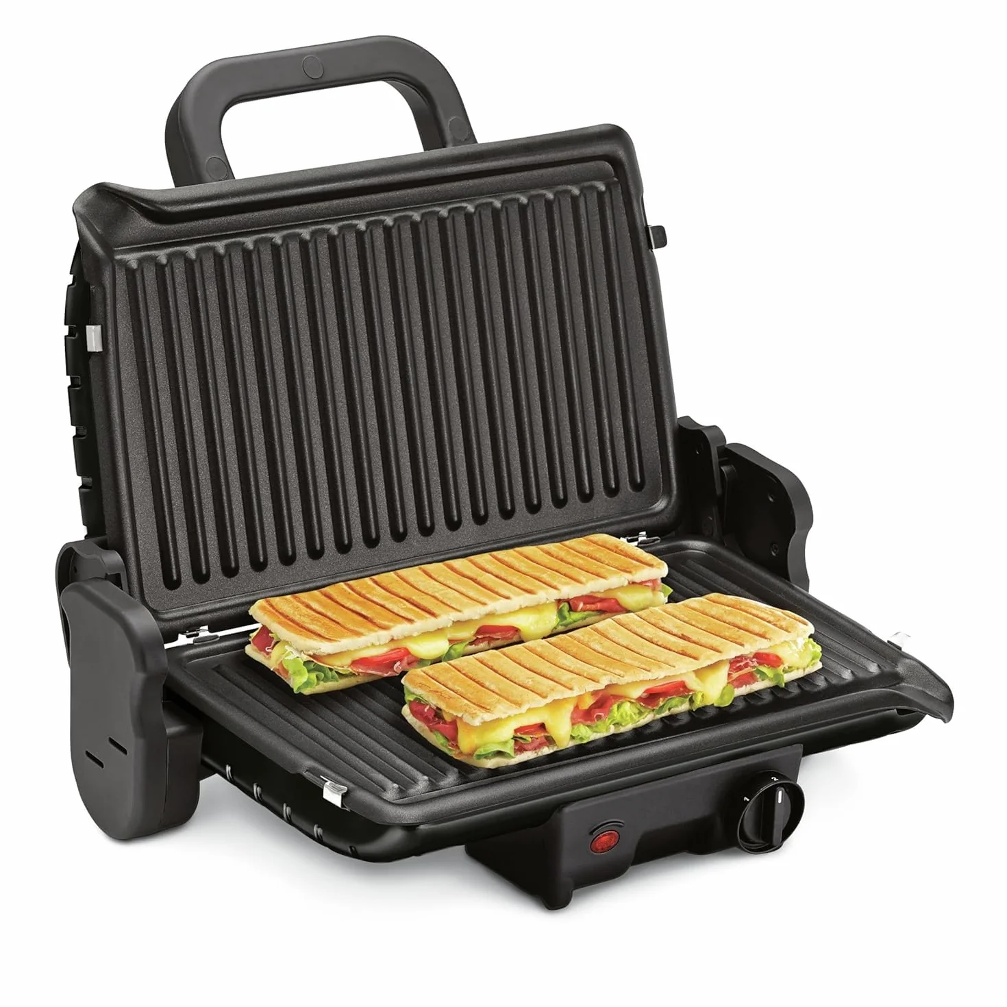 TEFAL GC2050 Grill Minute, Grill elektryczny 1600 W, 2 tryby grillowania, 3 pozycje termostatu, płyty z powłoką nieprzywierającą, srebrny