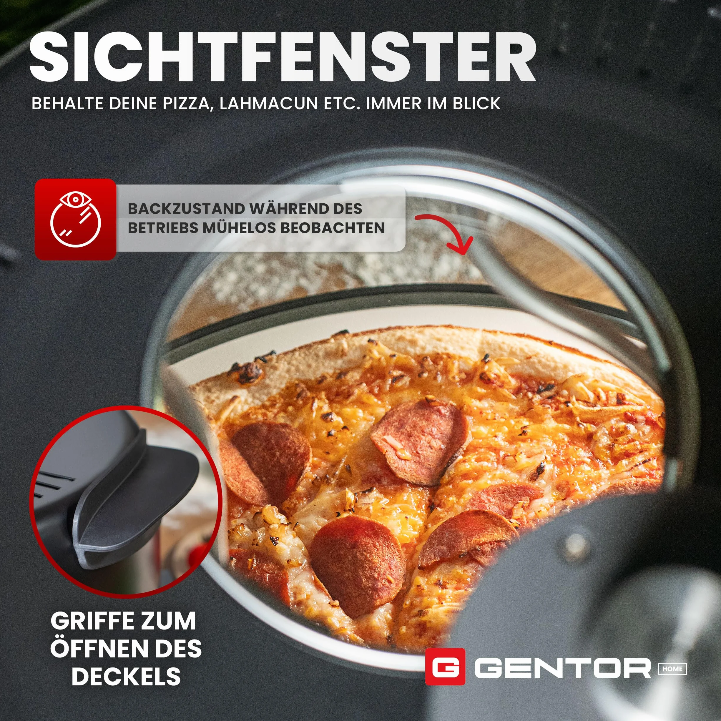 Elektryczny piec do pizzy 1600 W 400°C z kamieniem i okienkiem