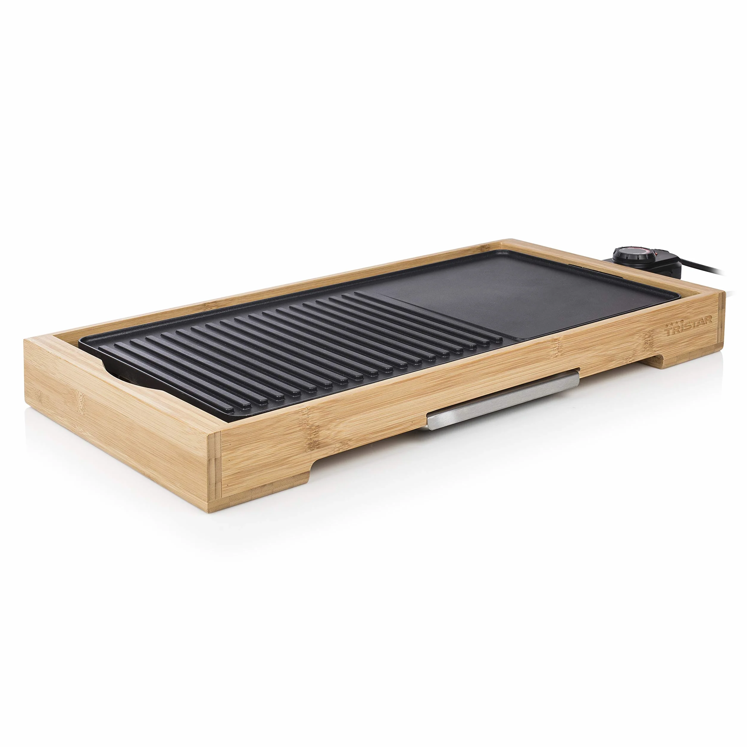 Tristar BP-2641 Bambusowy Grill Kombinowany XL z Teppanyaki, 51 x 25,4 cm
