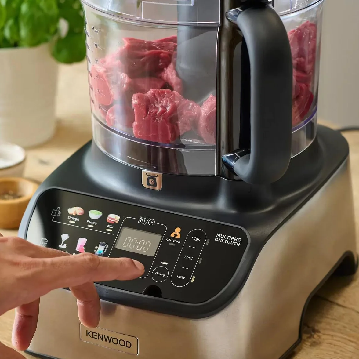 Kenwood MultiPro OneTouch FDM73.480SS, wielofunkcyjny robot kuchenny z 6 ustawieniami wstępnymi, wyposażony w 5 akcesoriów, akcesoria Express Serve, zmienna prędkość, wbudowana waga, 1000 W, srebrny