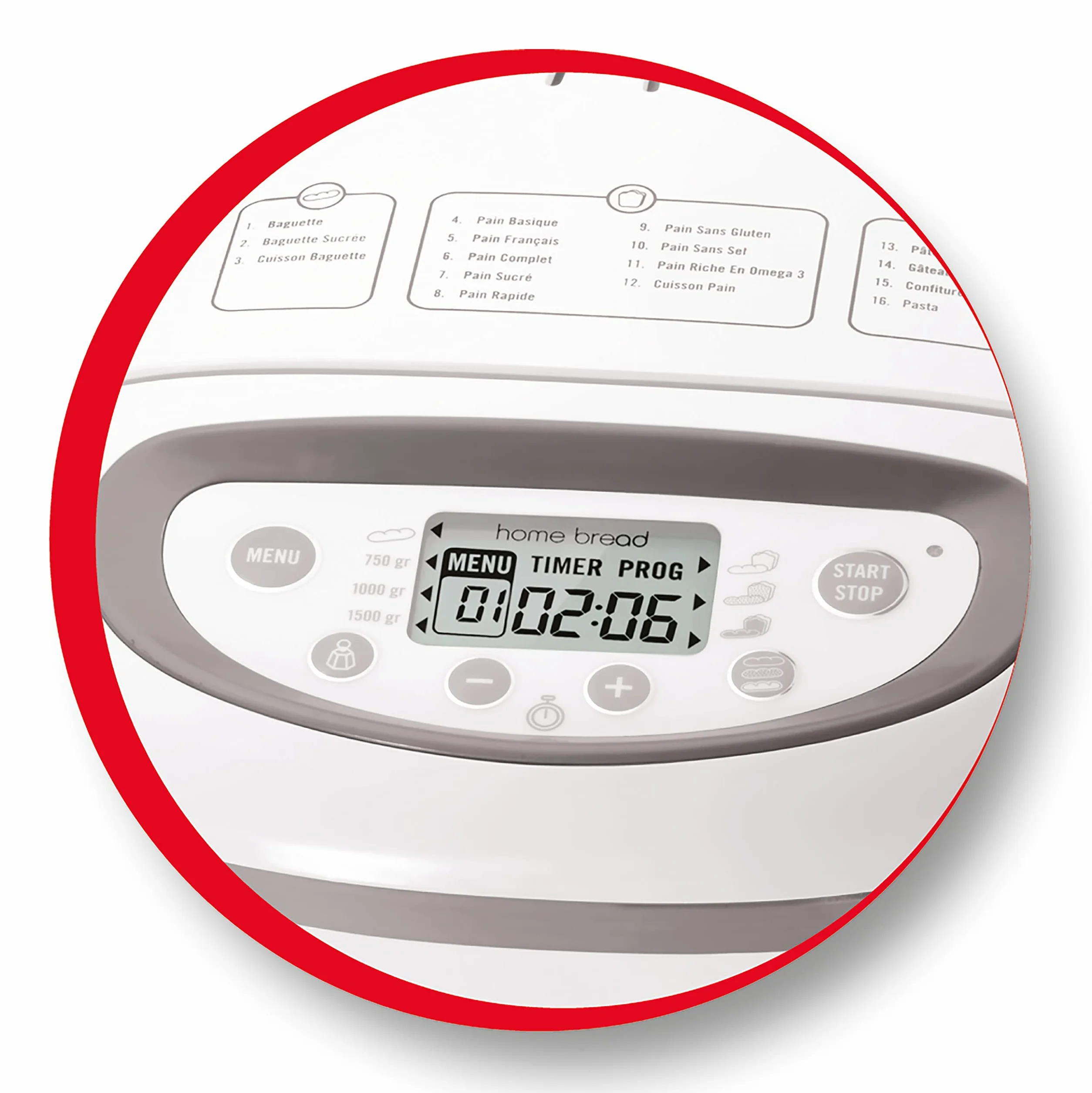 Moulinex OW6101 Home Bread Bagieette automat do pieczenia chleba | na maks. 1,5 kg chleba | 16 programów | chleb domowej roboty | forma do chleba z powłoką zapobiegającą przywieraniu | w zestawie blacha do bagietek i zeszyt z przepisami | kolor biały