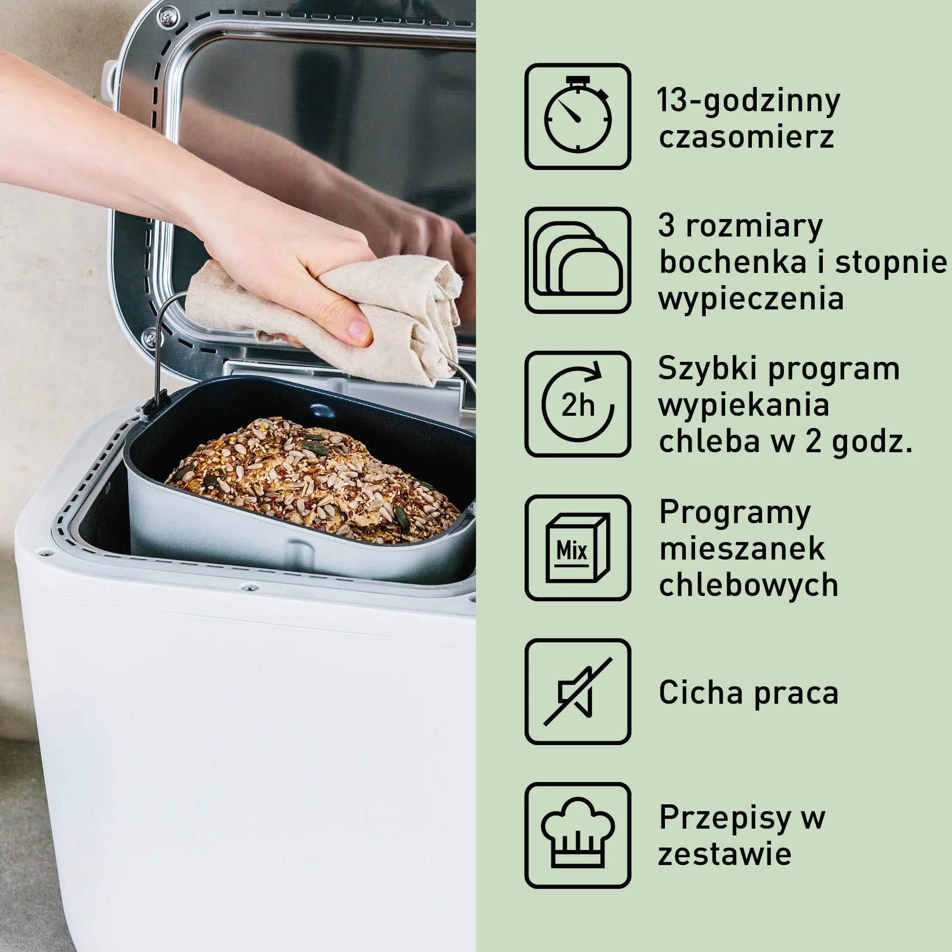 Panasonic SD-B2510WXE Wypiekacz do chleba 21 programów podwójny czujnik temperatury timer 4 programy bezglutenowe biały