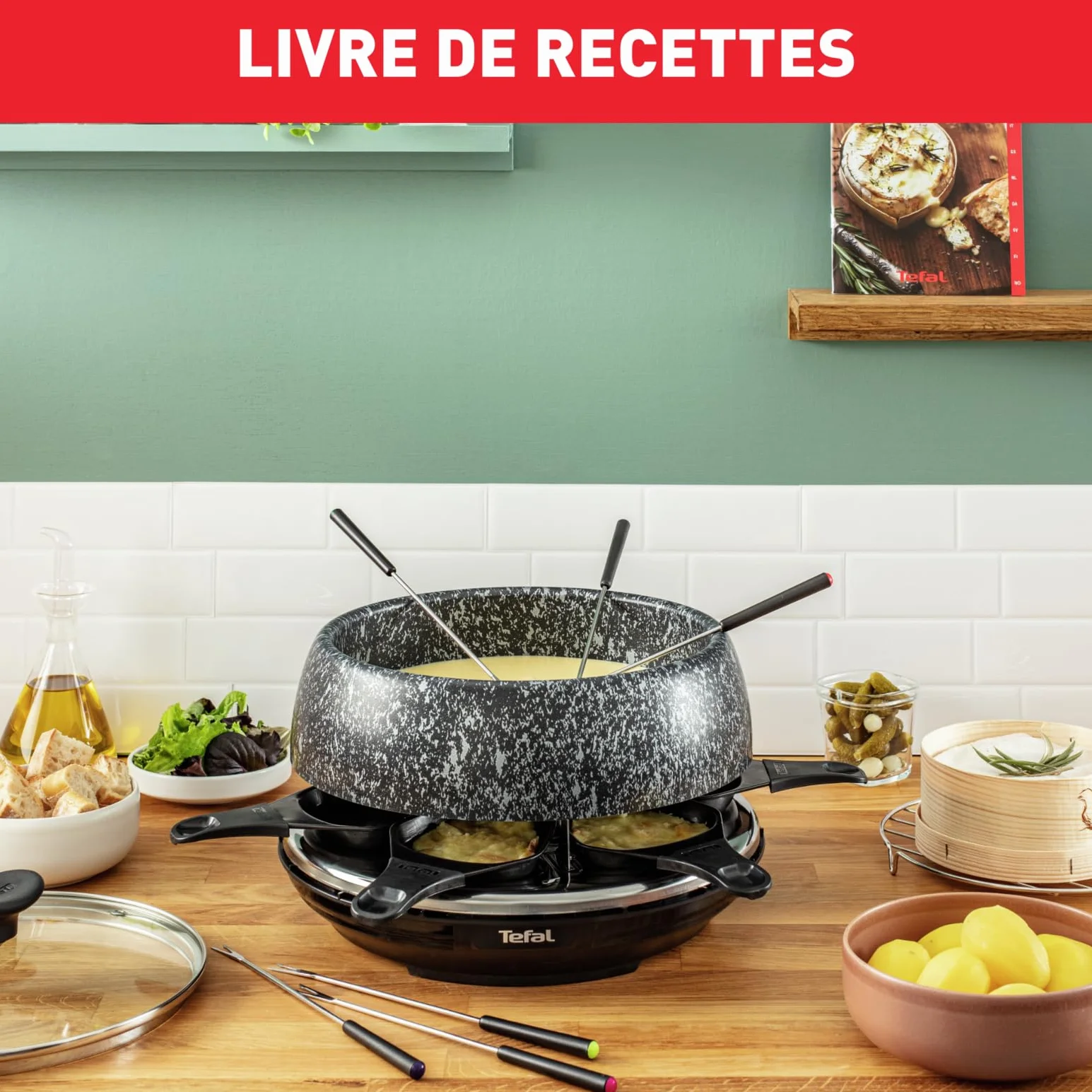 Tefal Raclette & Fondue Cheese'n Co RE12C8 elektryczny grill raclette z fondue dla 6 osób 6 patelni