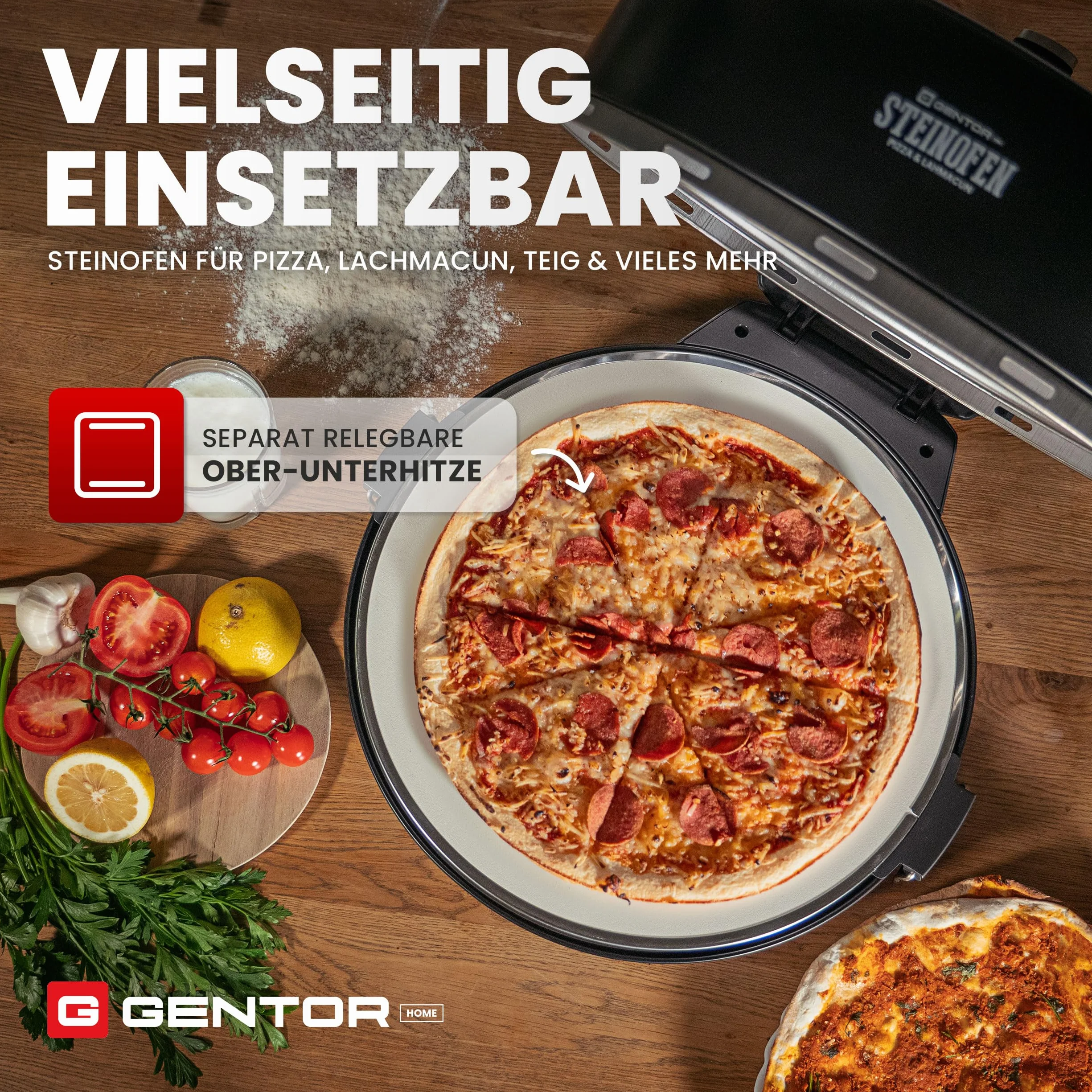 Elektryczny piec do pizzy 1600 W 400°C z kamieniem i okienkiem