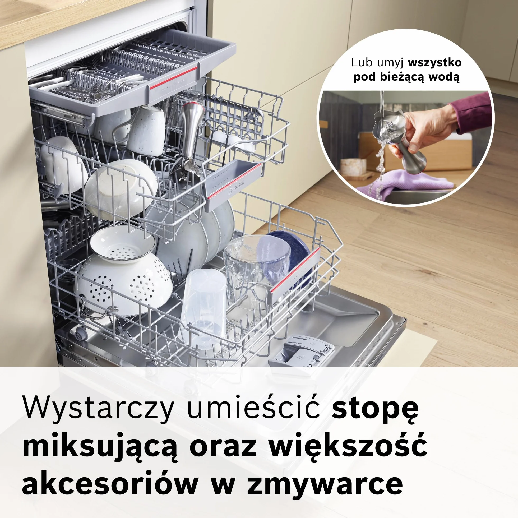 Bosch, blender ręczny, ErgoMaster Serie 8, silnik 1500 W, intuicyjna regulacja prędkości, 6-ramienne ostrze, akcesoria w zestawie, stal nierdzewna, MSM8M930