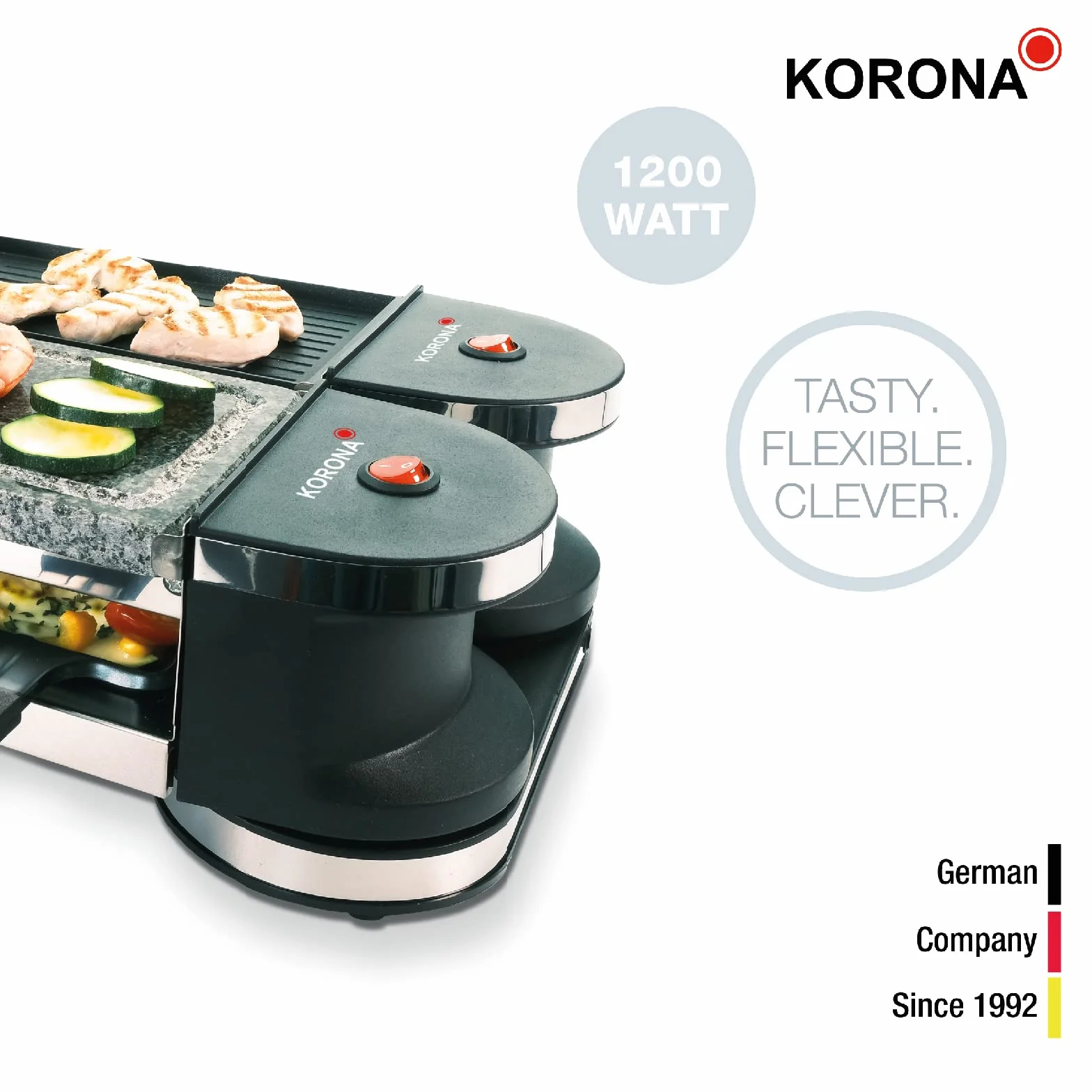 Korona 45071 obrotowa raclette dla 8 osób nieprzywierająca płyta grillowa kamień naturalny