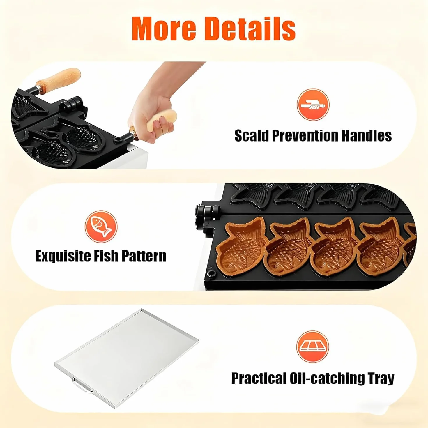 Komercyjna Gofrownica Taiyaki Stal Nierdzewna 3000W