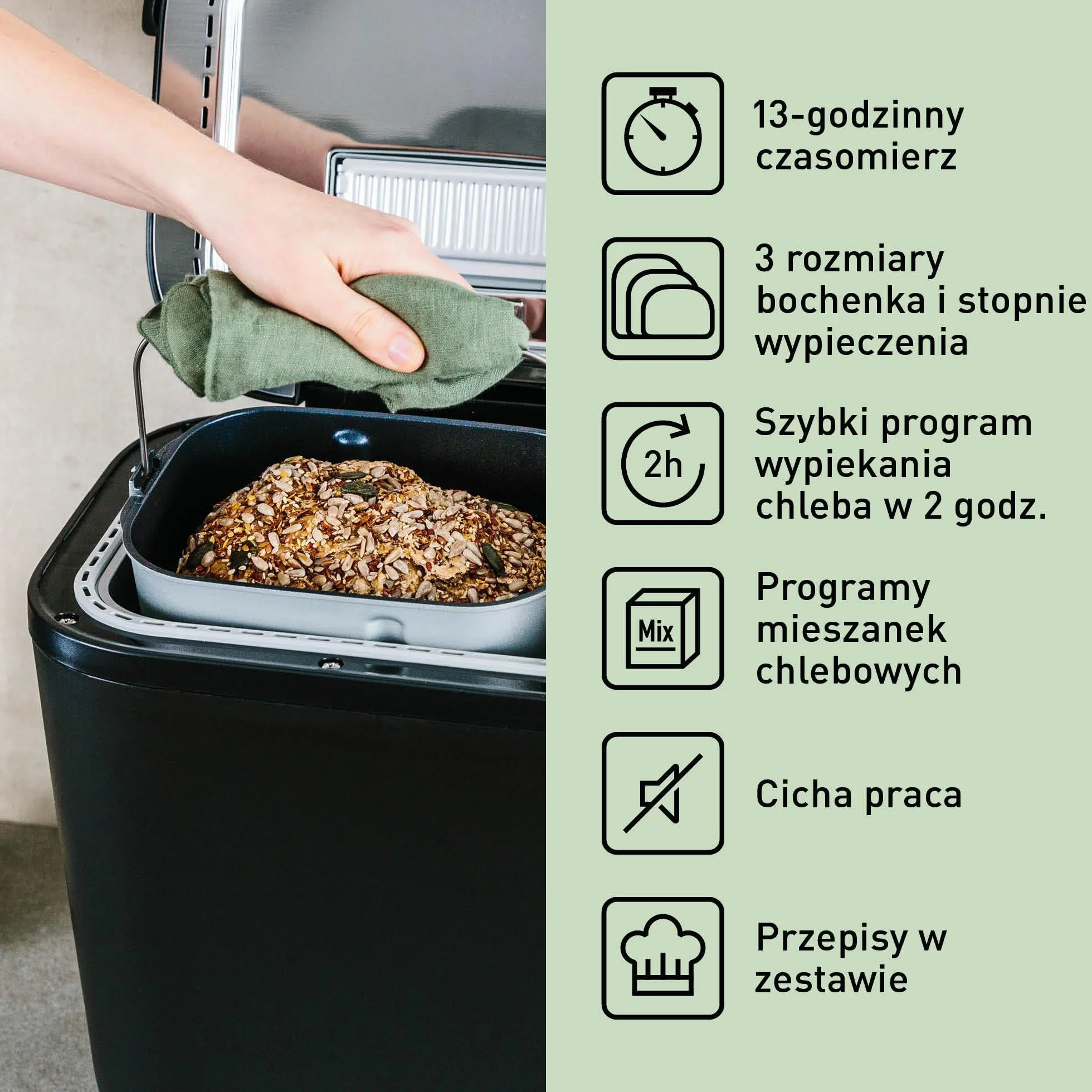 Panasonic SD-R2530 wypiekacz do chleba (30 programów wypieku, 2 czujniki temperatury, cyfrowy timer do 13h, 3 rozmiary bochenka, dozownik bakalii), czarny