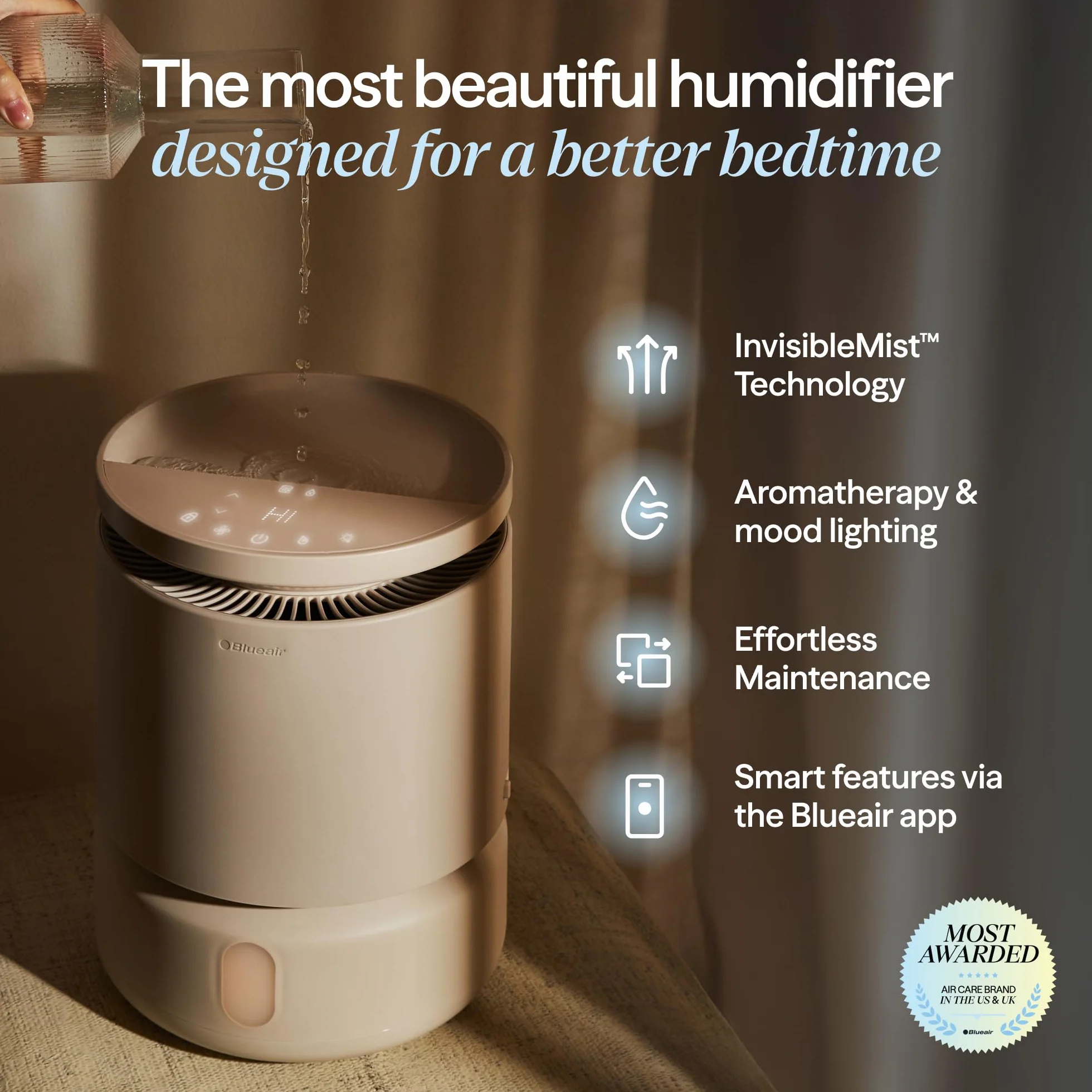 Blueair Nawilżacz powietrza DreamWell 48 h Top-Fill InvisibleMist cichy bez mgły