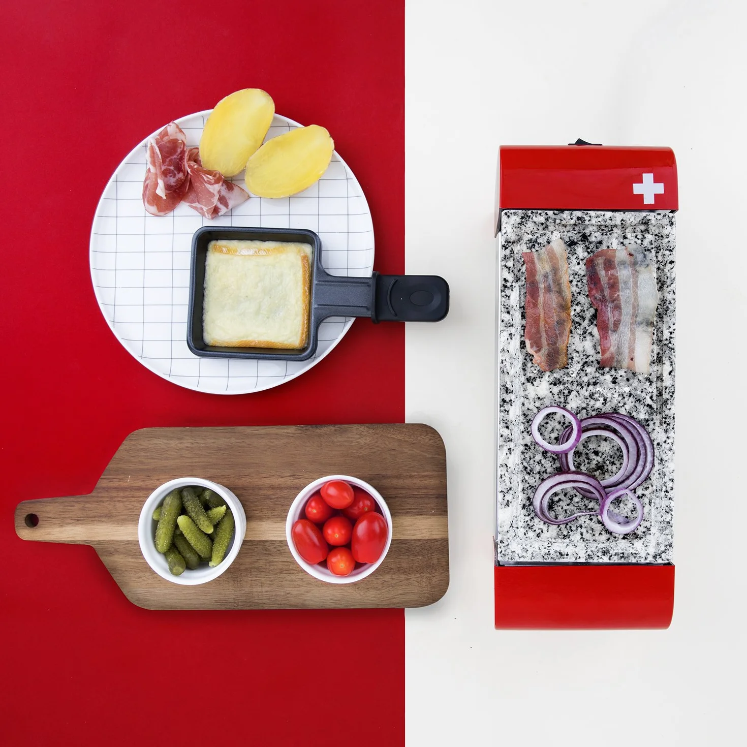 H.Koenig RP2 Raclette dla 2 osób z grillem kamiennym 350 W czerwony