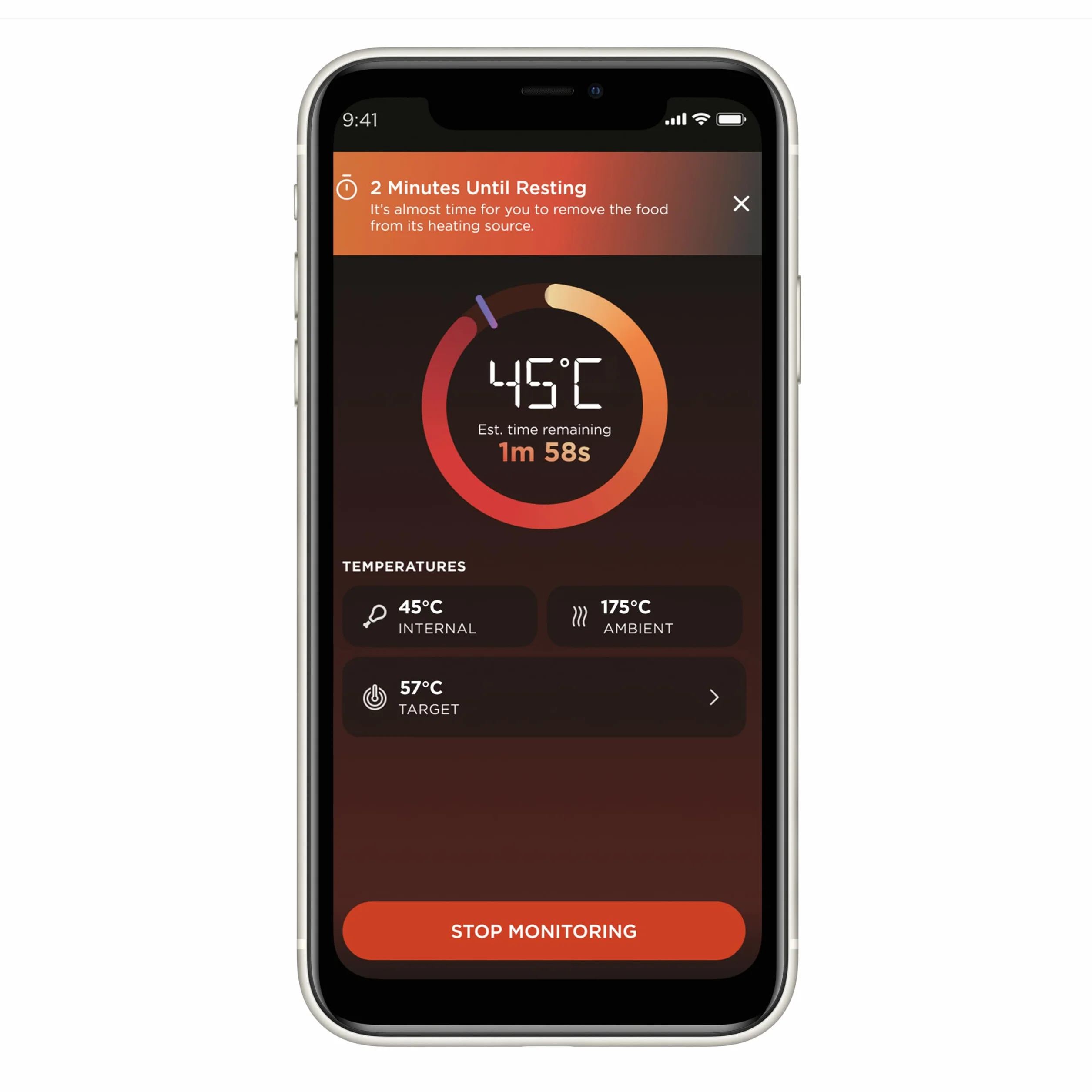 Ninja ProChef Bezprzewodowy Termometr do Mięsa, do Użytku na Zewnątrz i Wewnątrz, do Gotowania, Grillowania i Smażenia Beztłuszczowego, Wodoodporny, Zasięg Bluetooth 50 m, Bateriia na 30 h, WP100EU