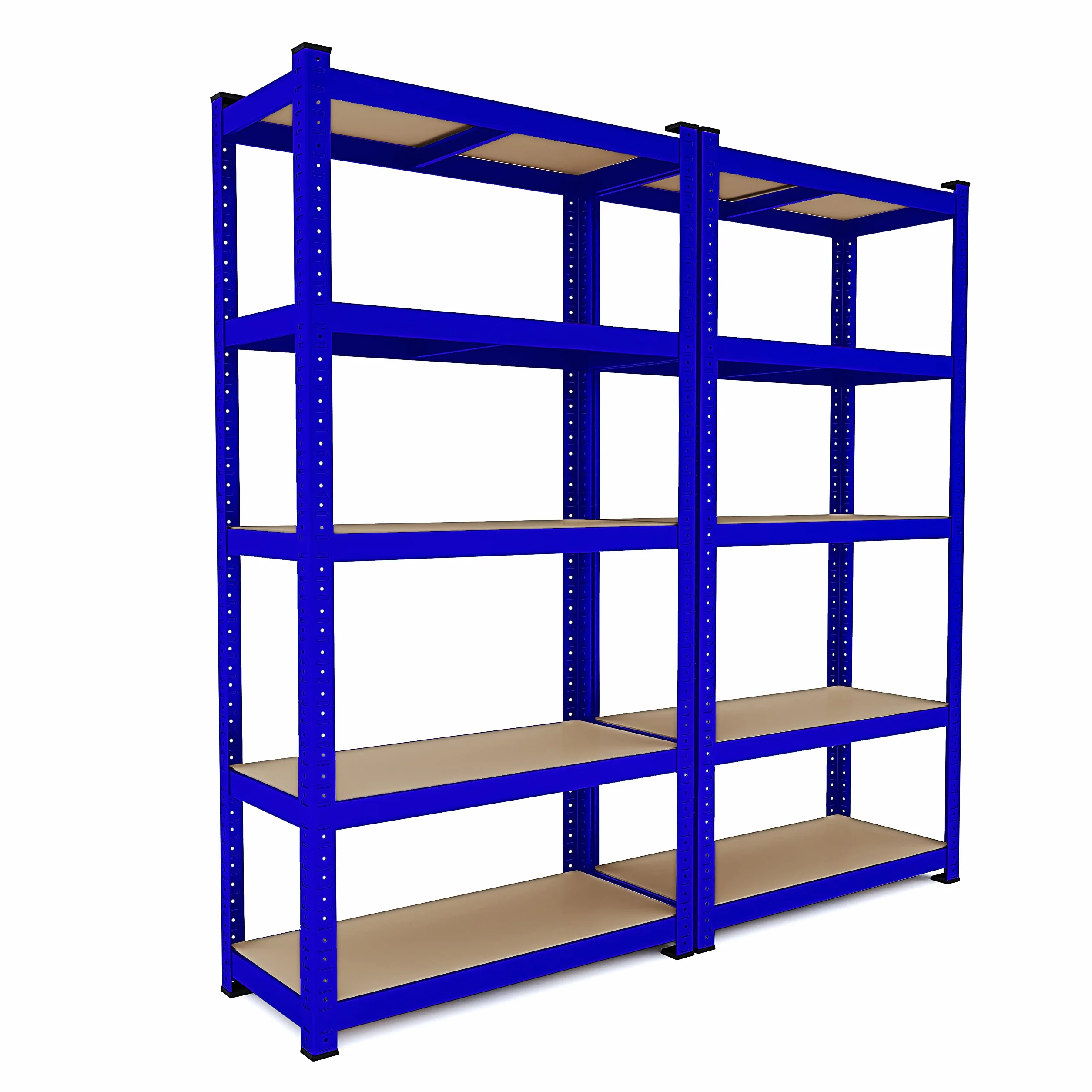 2 Półki Metalowe I MDF Półki o wysokim przepływie do 875 kg Z 5 Regulowanymi Półkami Idealny Do Garażu Warsztat Piwnica Szopa Magazyn Modułowa Projekt 180 x 90 x 40 cm (Niebieski)