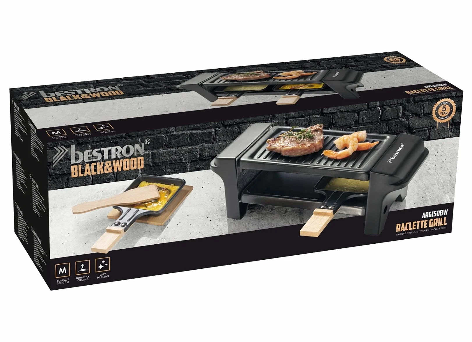 Bestron ARG150BW Raclette mini grill stołowy 350 W czarny