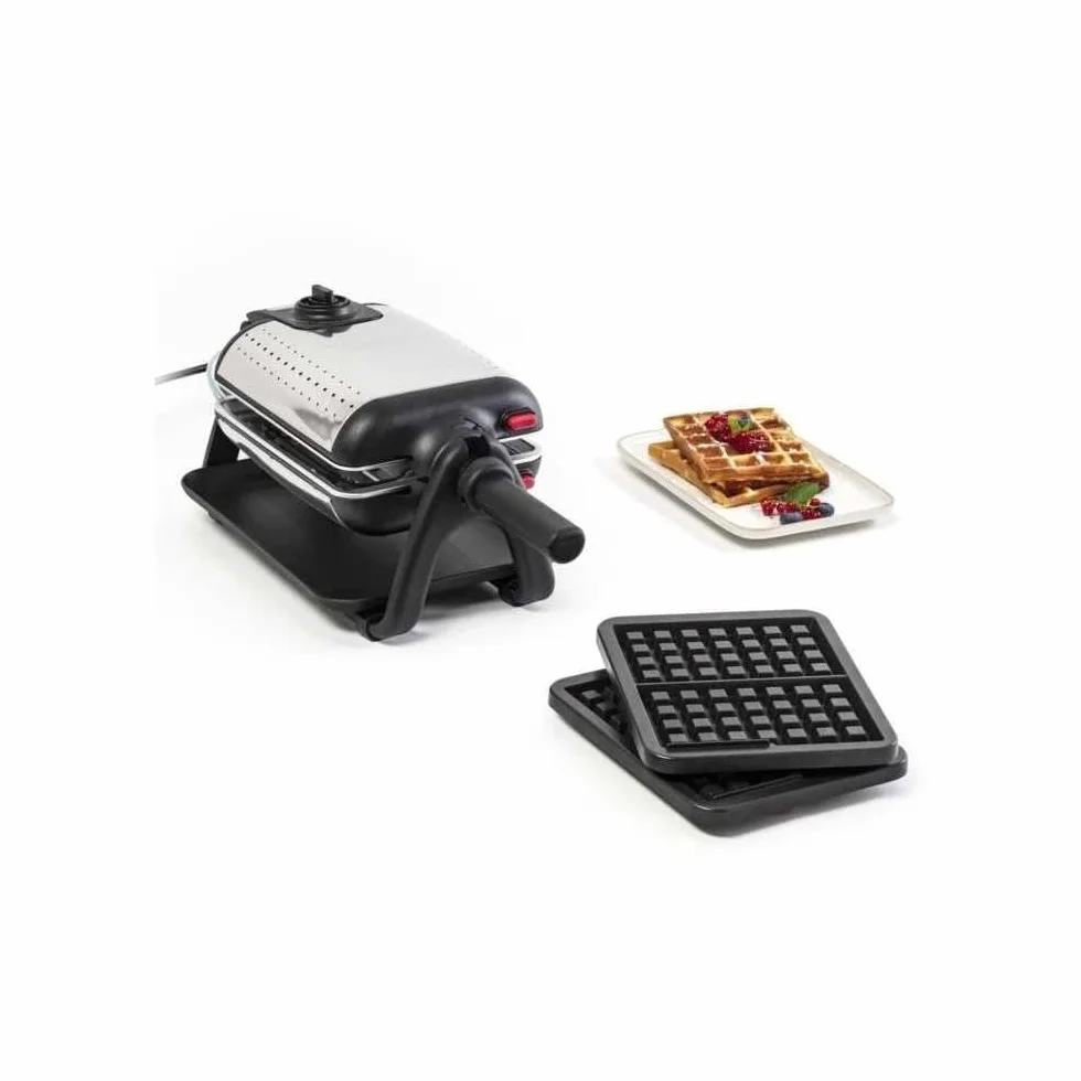 Tefal WM756D Półprofesjonalna gofrownica, regulowany termostat, obrotowy uchwyt, srebrny