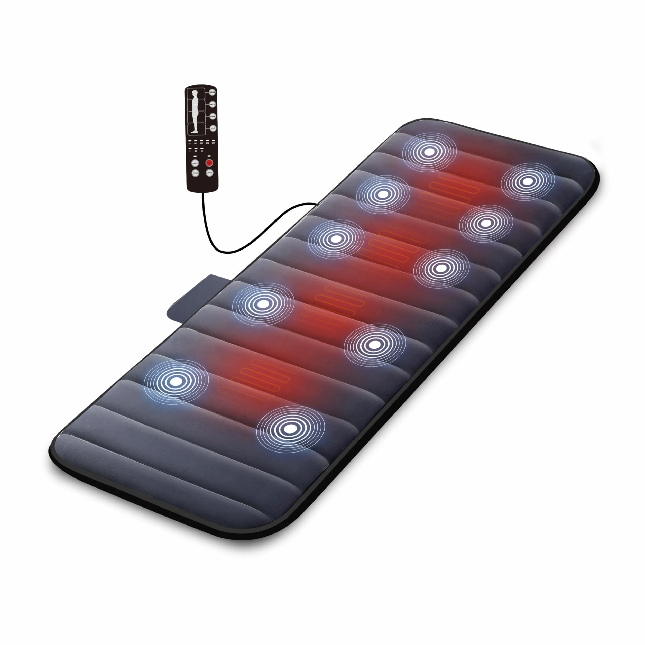 COMFIER Elektryczny materac do masażu z 10 wibrującymi silnikami, 2 terapii podkładka termiczna z automatycznym wyłączaniem, podgrzewana podkładka na materac do masażu dla ulgi w bólu pleców
