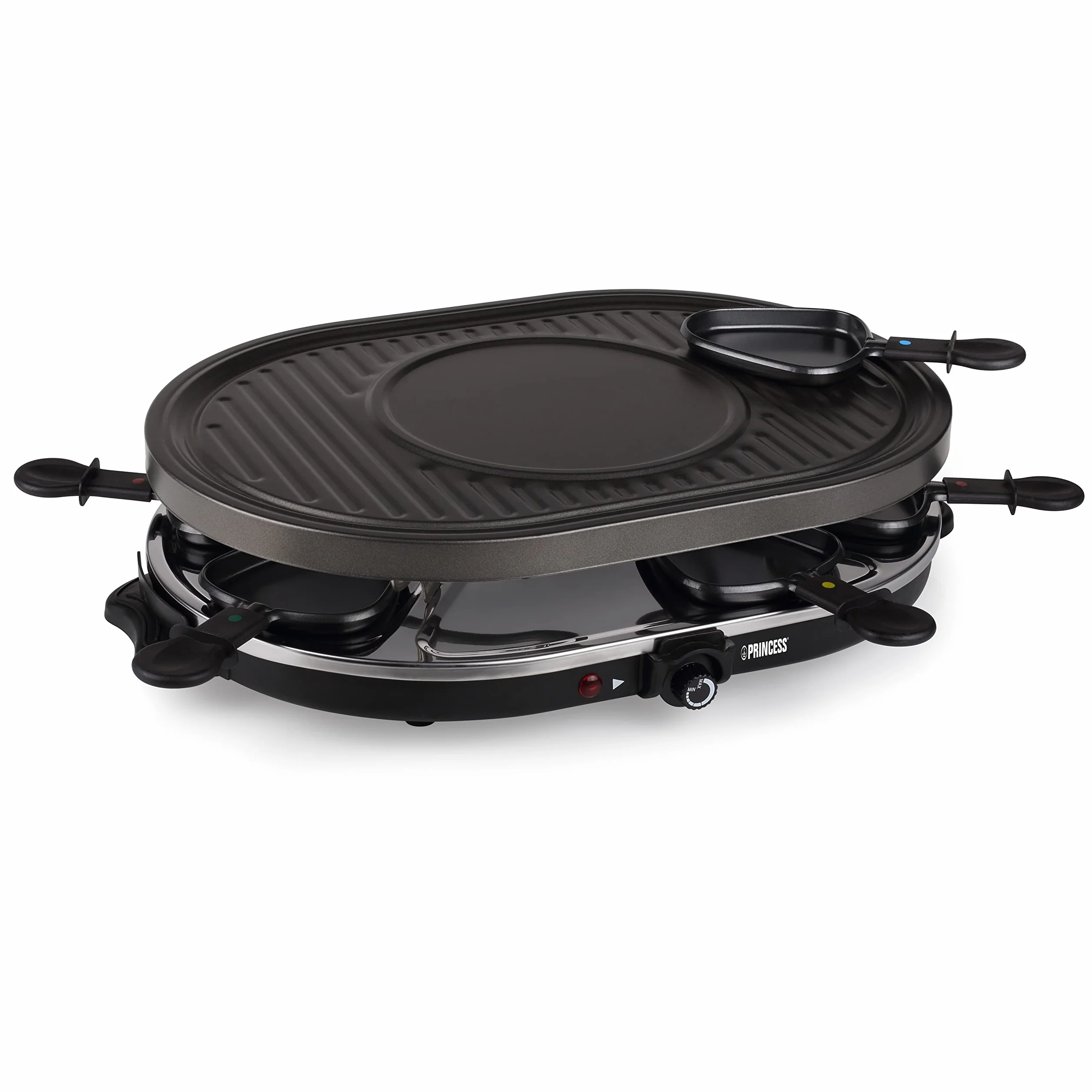Princess Raclette Grill Owalny 1200 W 42 x 30 cm 8 Patelni Płyta Crépes
