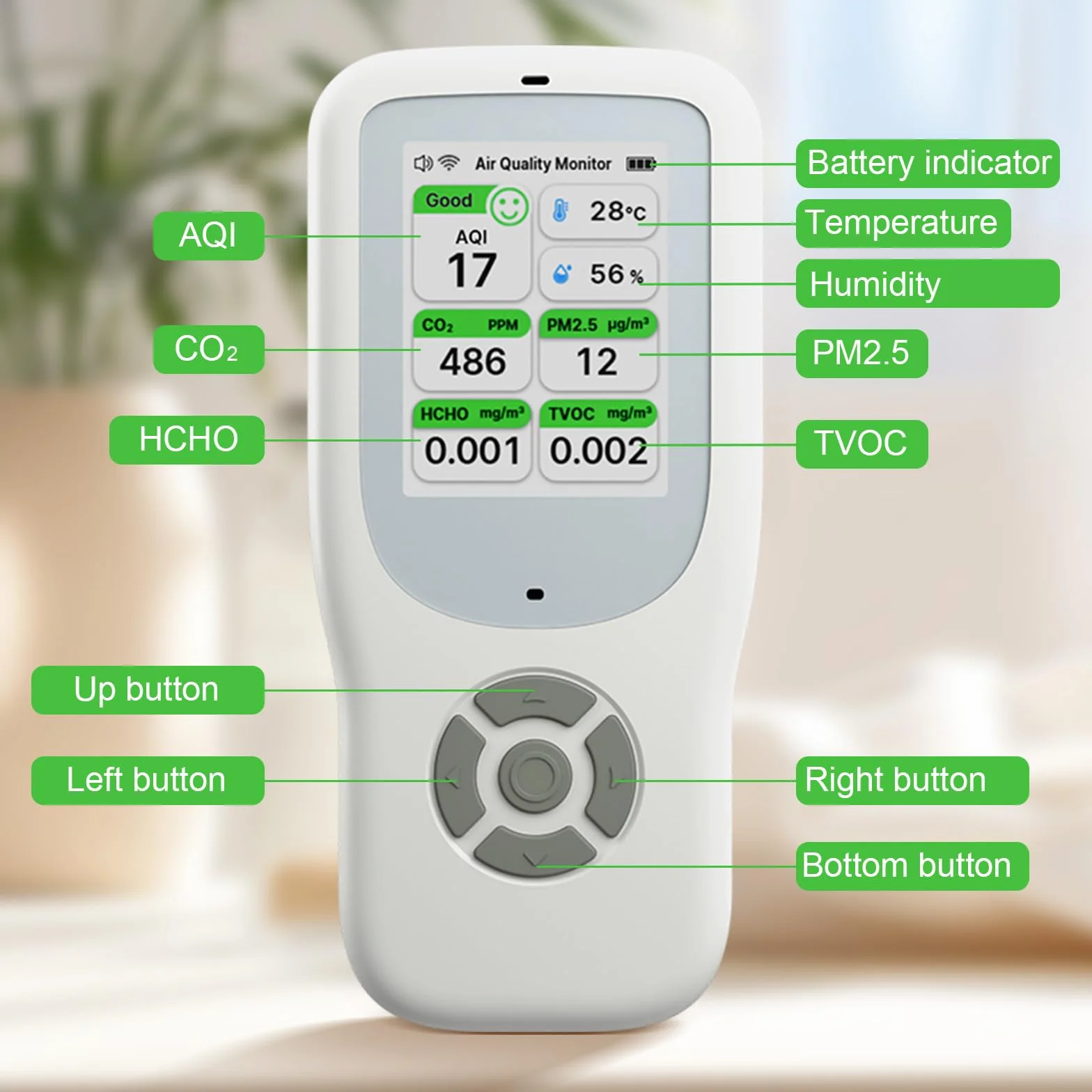 Miernik jakości powietrza 10 w 1, NDIR WiFi monitor jakości powietrza z AQI/CO2/PM1.0/PM2.5/PM10/HCHO/TVOC, temperatura i wilgotność, przenośny detektor formaldehydu z inteligentną aplikacją do domu i