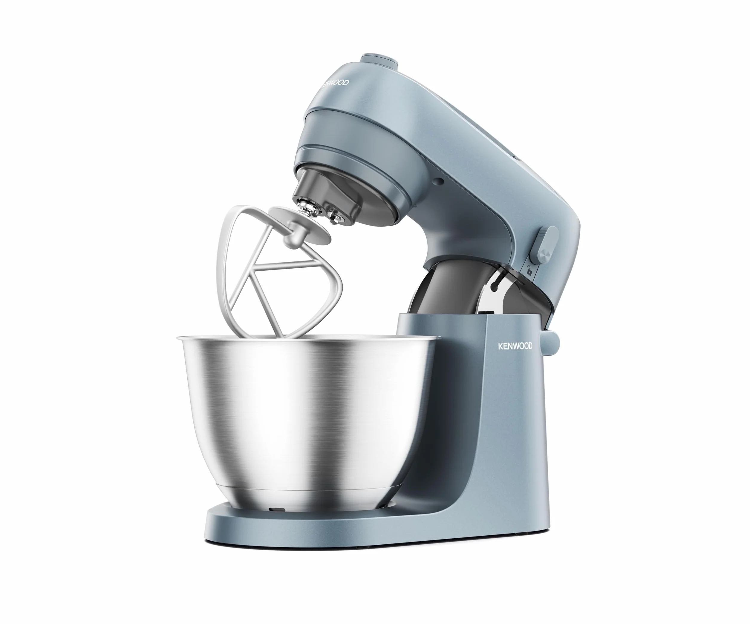 Kenwood Go KZM35.000GY Planetarna konstrukcja oszczędzająca miejsce, kompaktowa maszyna do ugniatania z miską 4 l, 3 narzędzia mieszające, 6 prędkości, tylko 30 cm wysokości, z uchwytem, moc 800 W,