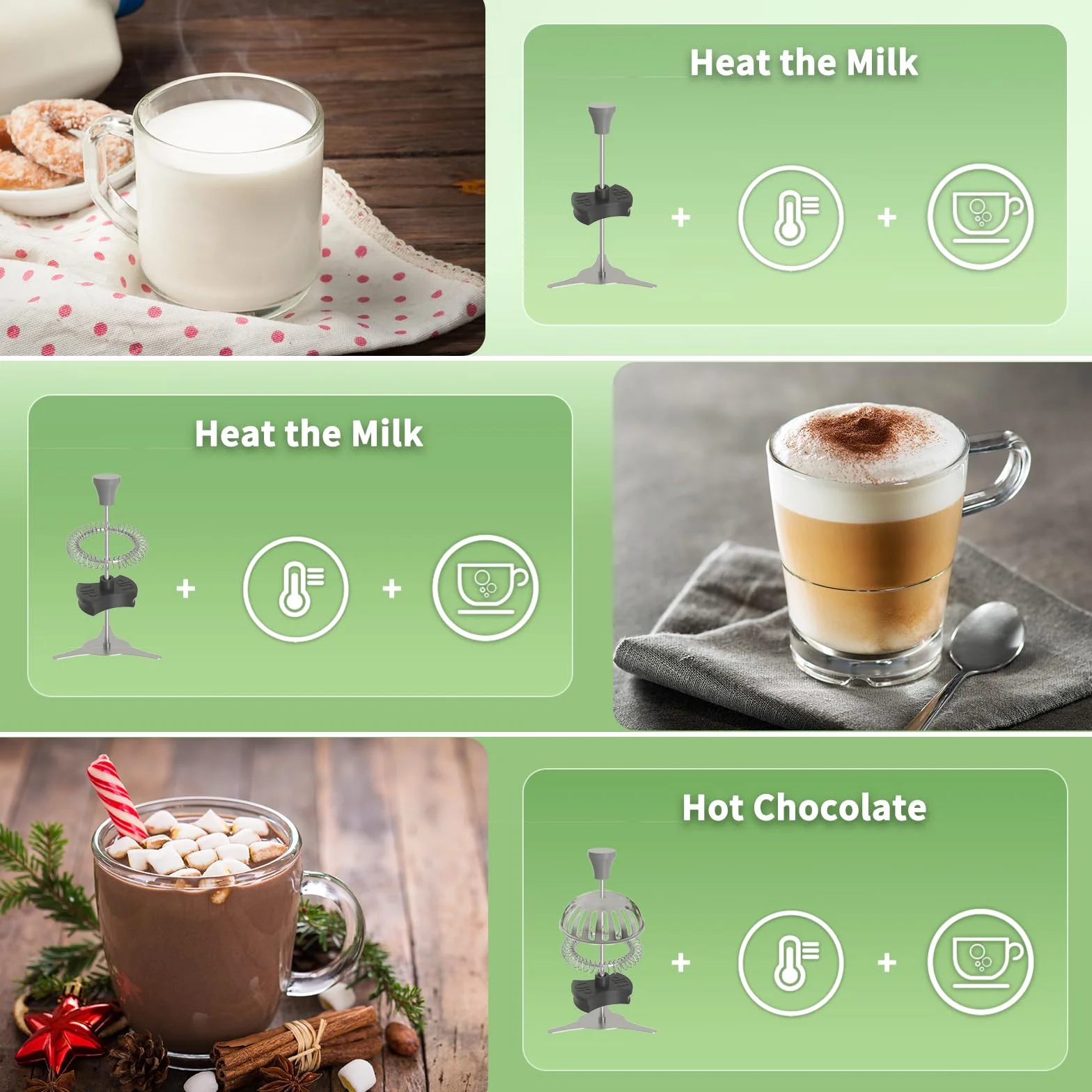 Maestri House 12 w 1 600 ml spieniacz do mleka o zmiennej temperaturze i sile piany, elektryczny spieniacz do mleka, inteligentne sterowanie dotykowe, do latte cappuccino, gorącej czekolady i mleka