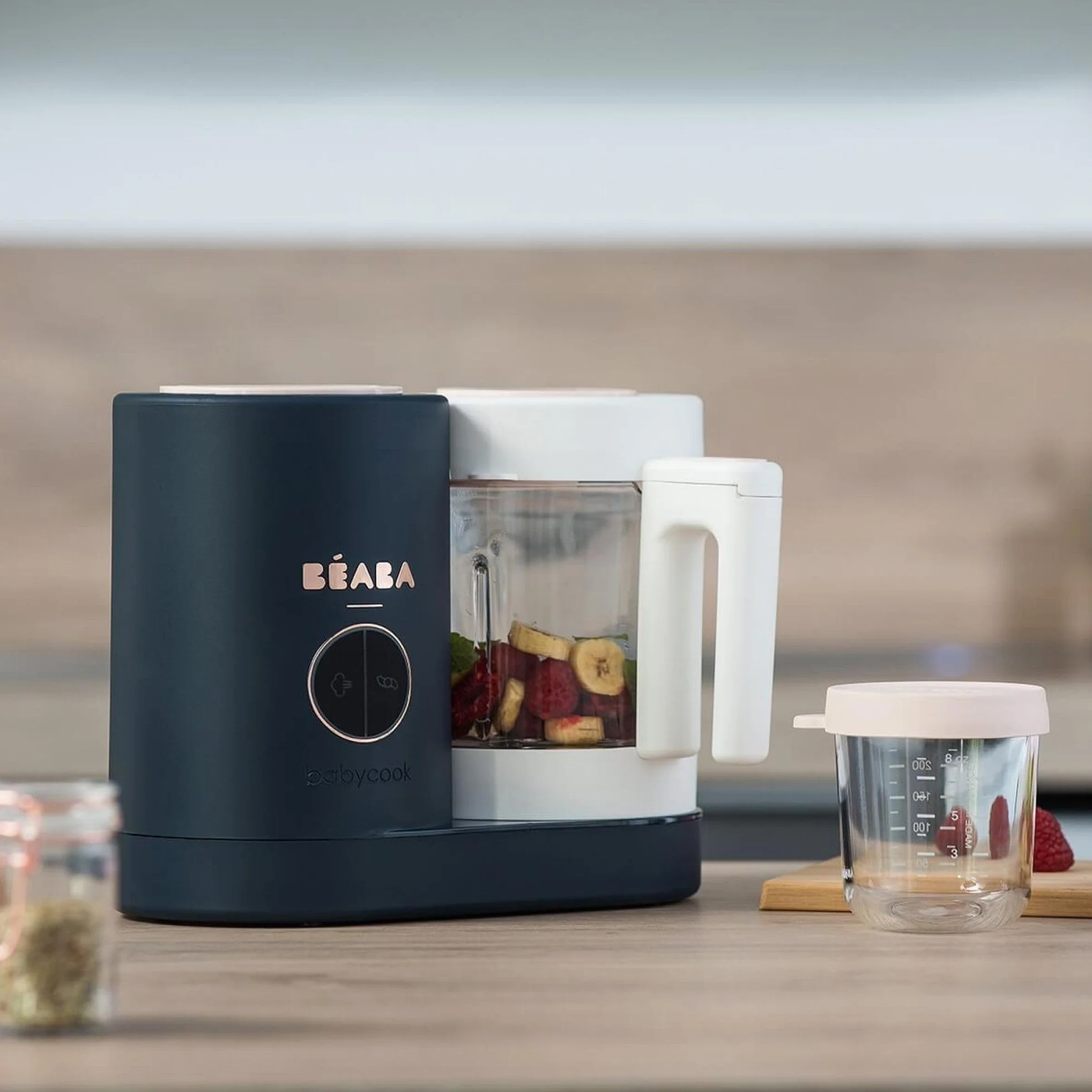 BÉABA, Babycook Neo, mikser parowy 6 w 1, robot dla niemowląt, wyprodukowany we Francji, szklana miska, zbiornik ze stali nierdzewnej, duża pojemność, dywersyfikacja żywności, małe słoiki dla dzieci,