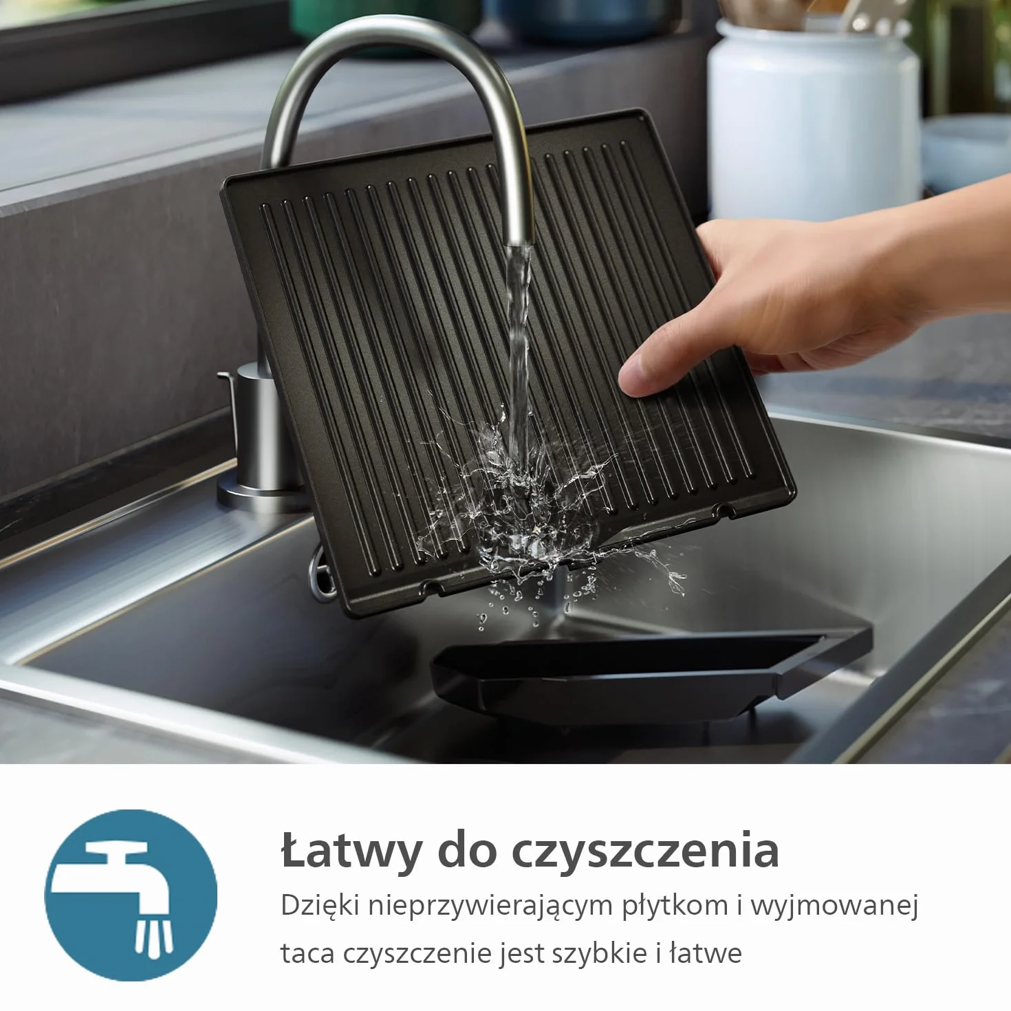 Philips Grill Elektryczny - Sonda Temperatury i 8 Zaprogramowanych Funkcji Grill z Dużą Powierzchnią Grillowania. Cyfrowa Regulacja Temperatury. Łatwy w Czyszczeniu (HD6307/70)
