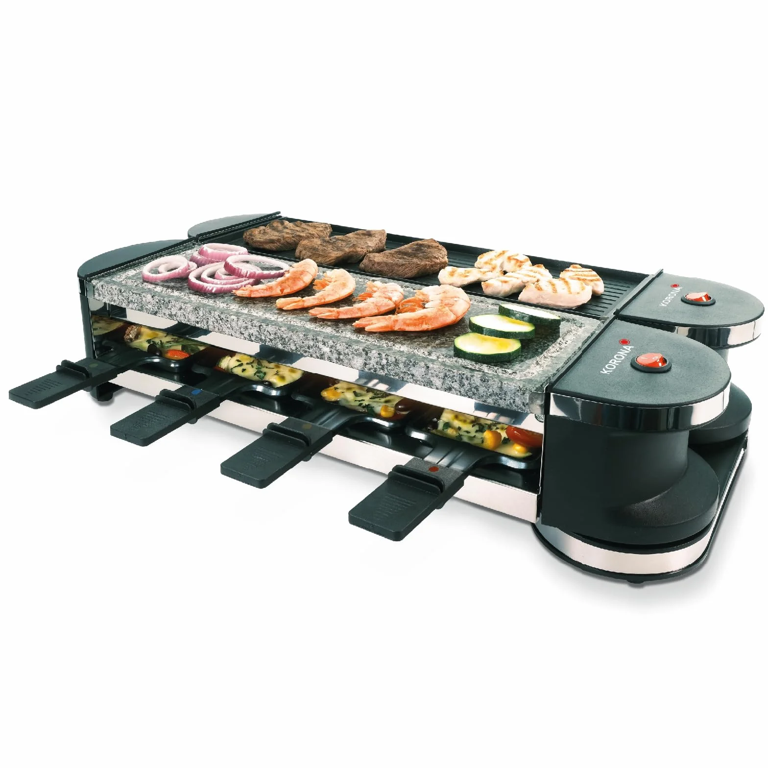 Korona 45071 obrotowa raclette dla 8 osób nieprzywierająca płyta grillowa kamień naturalny