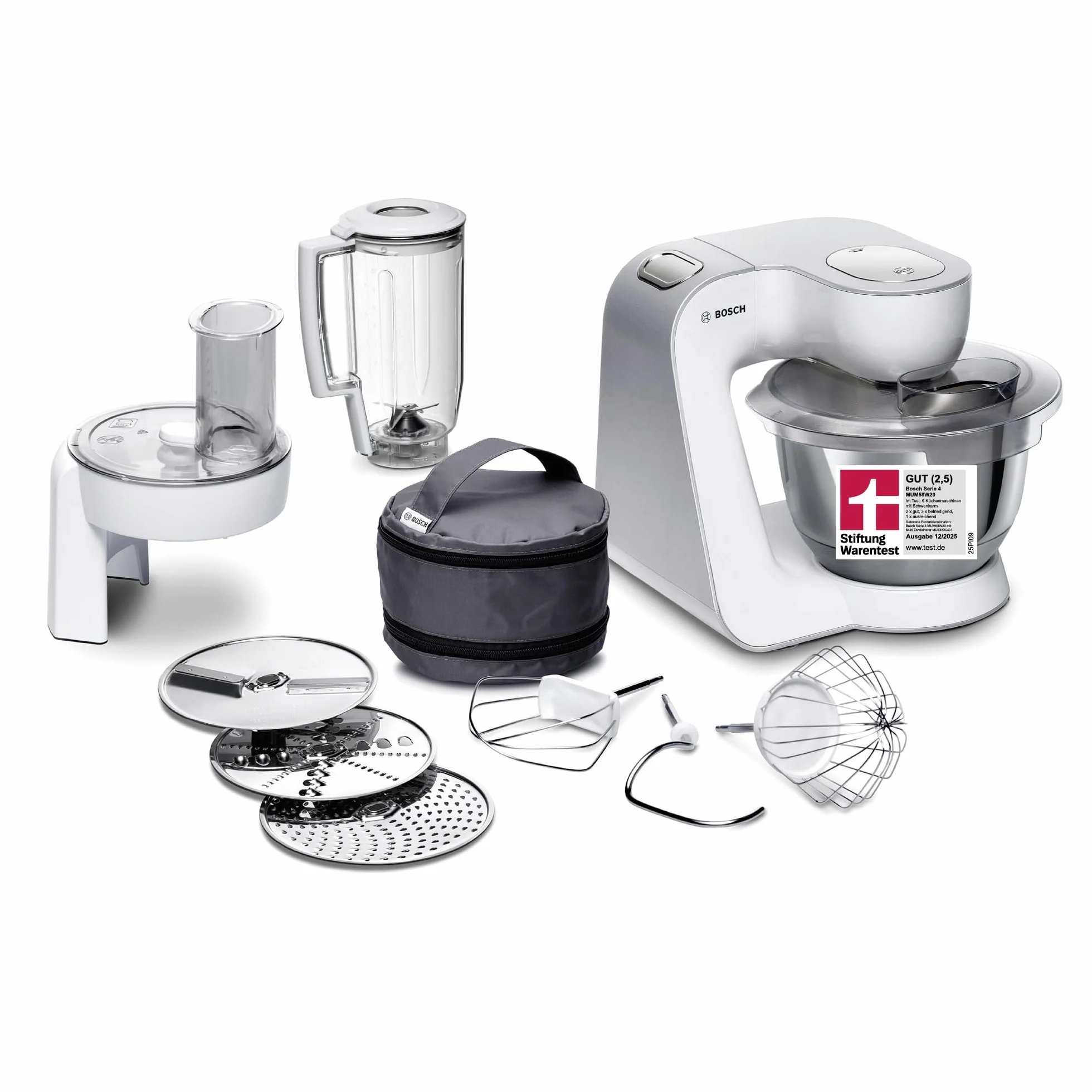 Bosch Robot kuchenny Serie 4 MUM58W20 1000 W misa stalowa 3,9 l