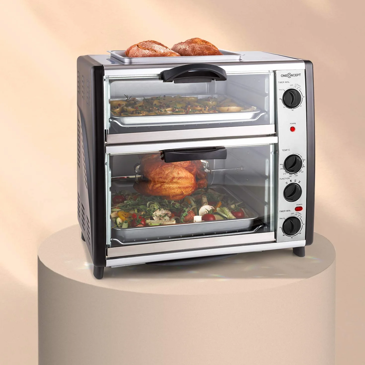 oneConcept Podwójny piekarnik elektryczny 42 L 2400 W Stal nierdzewna Srebrny