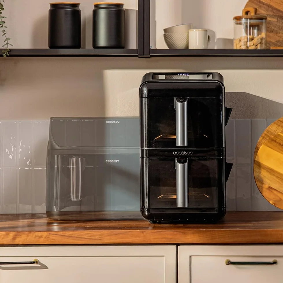 Cecotec Bezolejowa frytkownica powietrzna - Air Fryer 12L Cecofry DuoLevel 12000 Window. 2900W, 2 zbiorniki 6L, synchronizacja, 10 menu, temperatura 40-200ºC, górne okno, kolorowy panel dotykowy