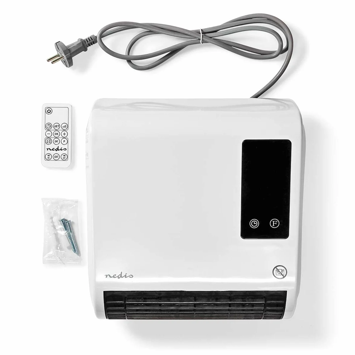 Grzejnik łazienkowy 2000 W z termostatem, 2 tryby, IP22, pilot, biały