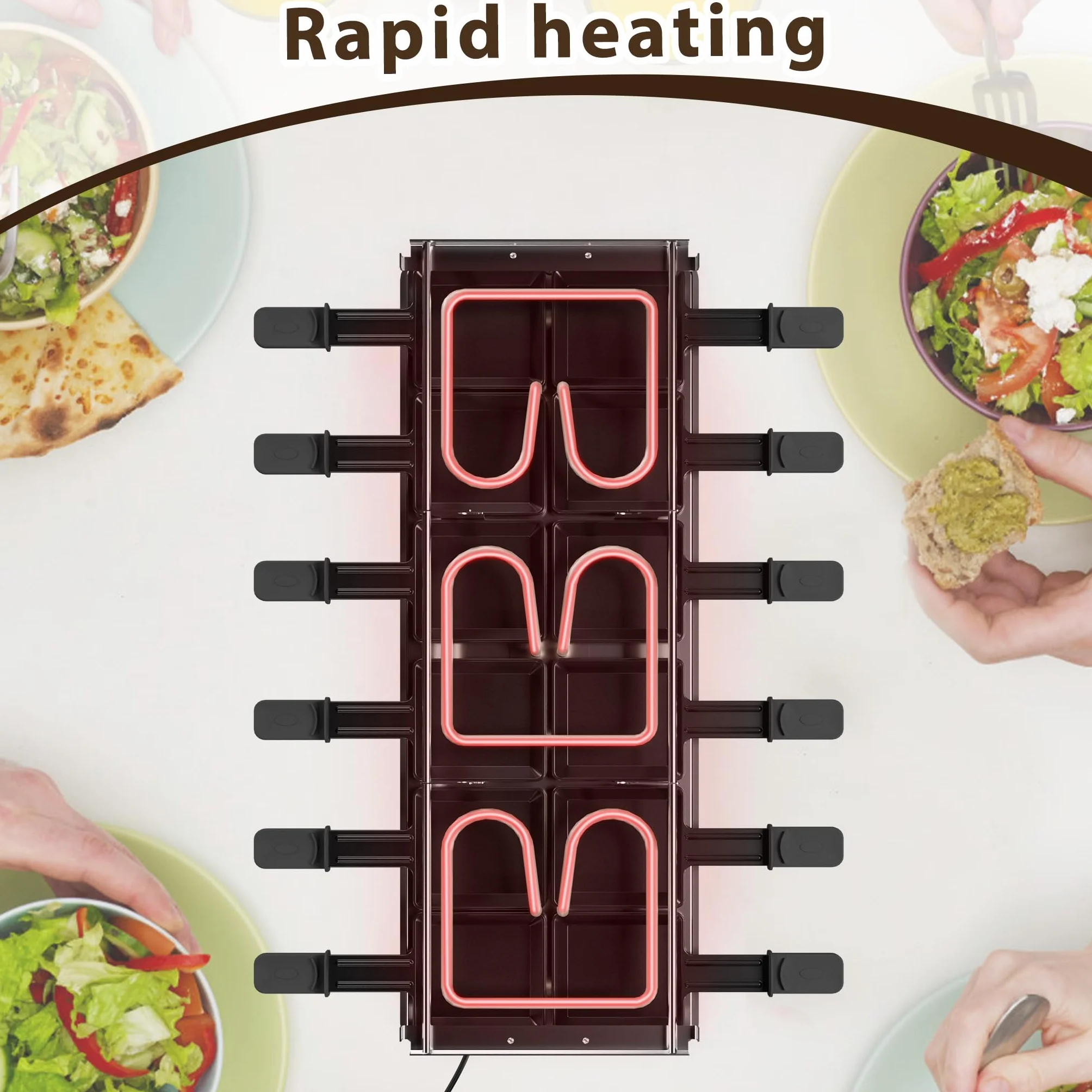 ACXIN Grill do raclette 3 w 1 i zestaw do fondue 1650 W dla 12 osób z płytą kamienną