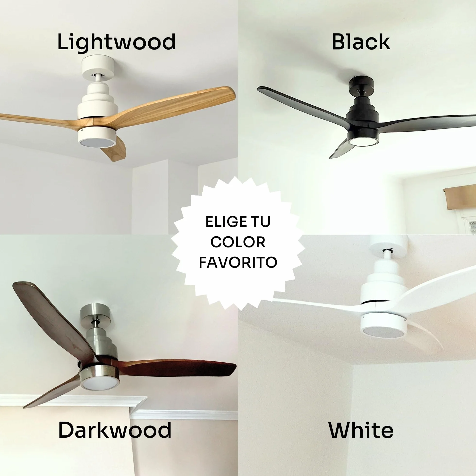 Mellerware - Wentylator sufitowy z pilotem zdalnego sterowania Brizy Bright | 30 W | 6 prędkości | Ultra cichy | 3 łopatki o średnicy 132 | funkcja lato-zimowa | timer | LED | Lightwood
