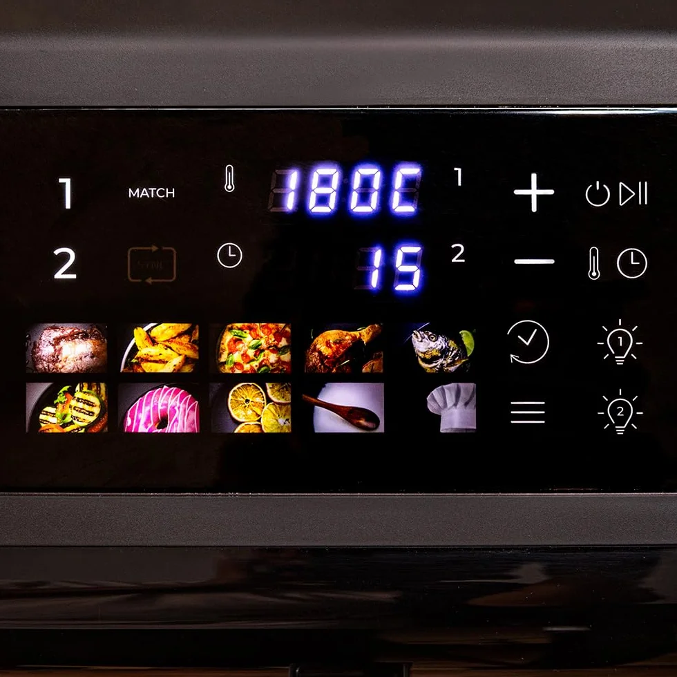 Cecotec Bezolejowa frytkownica powietrzna - Air Fryer 12L Cecofry DuoLevel 12000 Window. 2900W, 2 zbiorniki 6L, synchronizacja, 10 menu, temperatura 40-200ºC, górne okno, kolorowy panel dotykowy