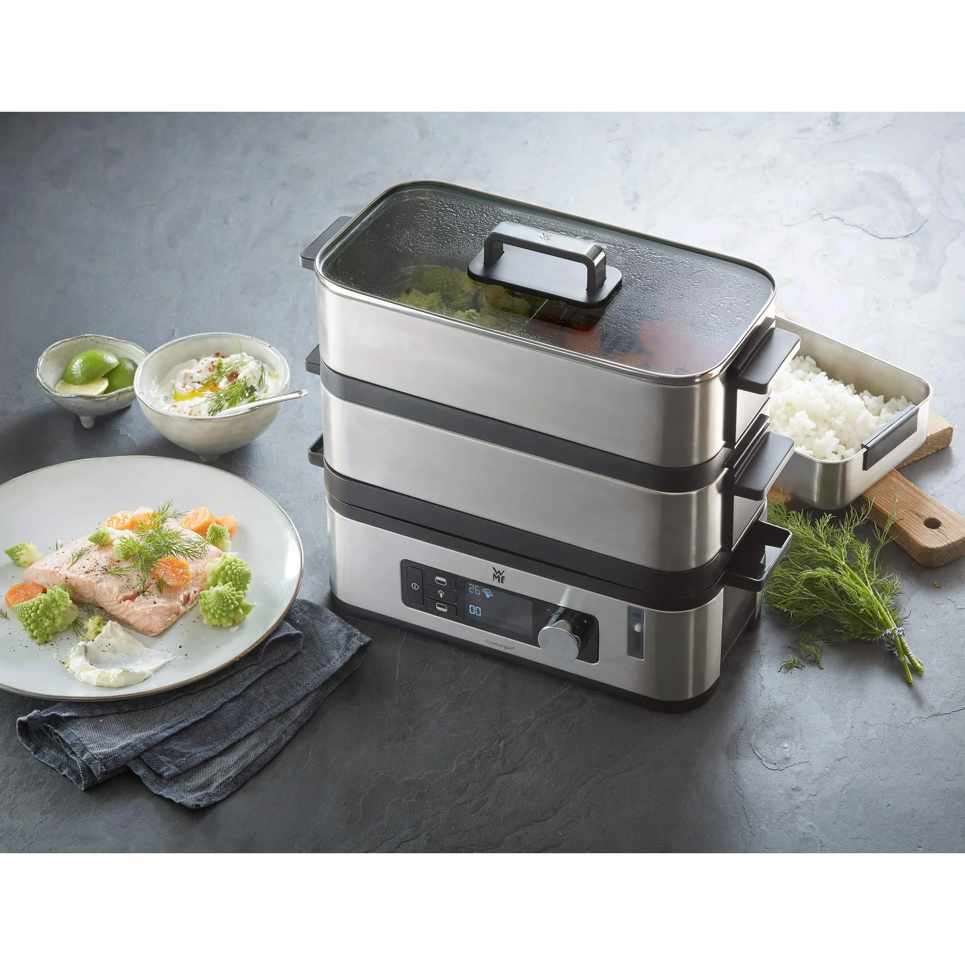 Wmf 415090011 Parowar, Czarny/Srebrny, 30L