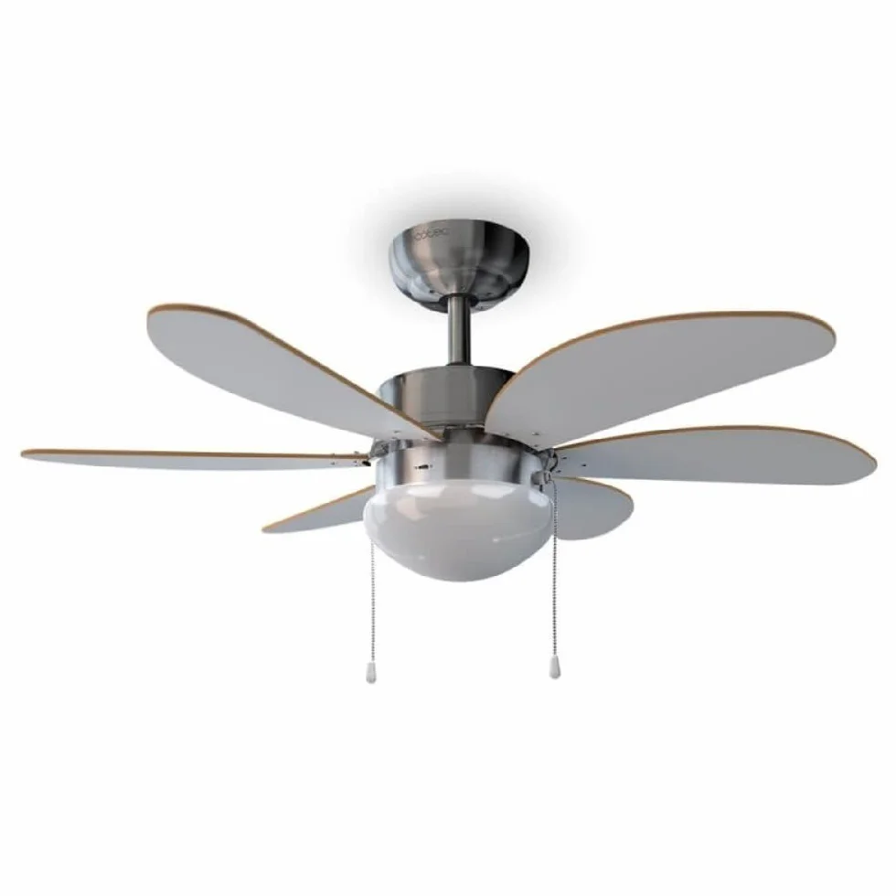 Cecotec Wentylator sufitowy EnergySilence Aero 350, 50 W, 81 cm, 6 łopatek, 3 prędkości, funkcja zimowa, biały/drewno