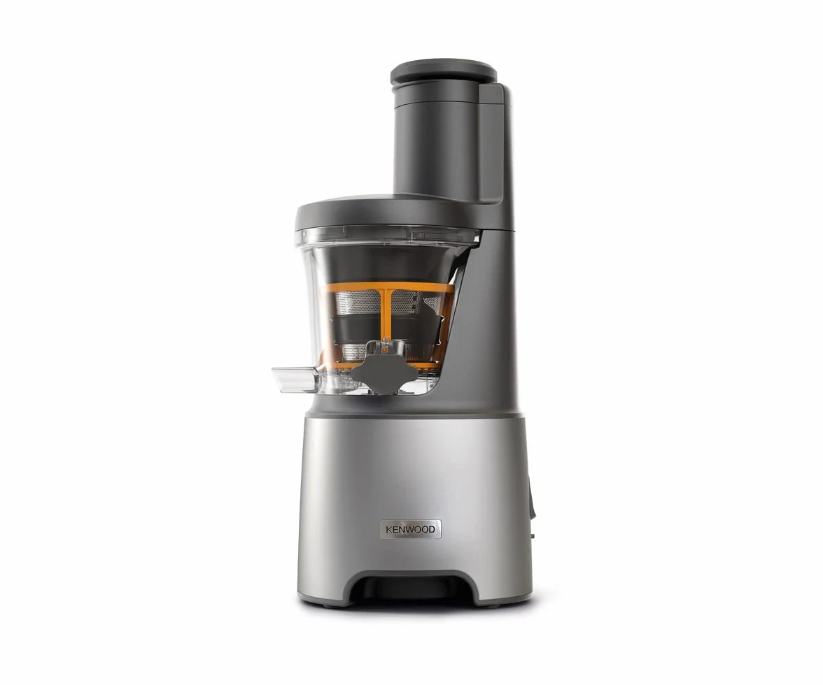 Kenwood PureJuice JMP85.00SI, wyciskarka wolnoobrotowa, dwie tuby XL na całe owoce, niskie obroty dla zachowania wartości odżywczych z przetwarzanych składników, 230 W, srebrny
