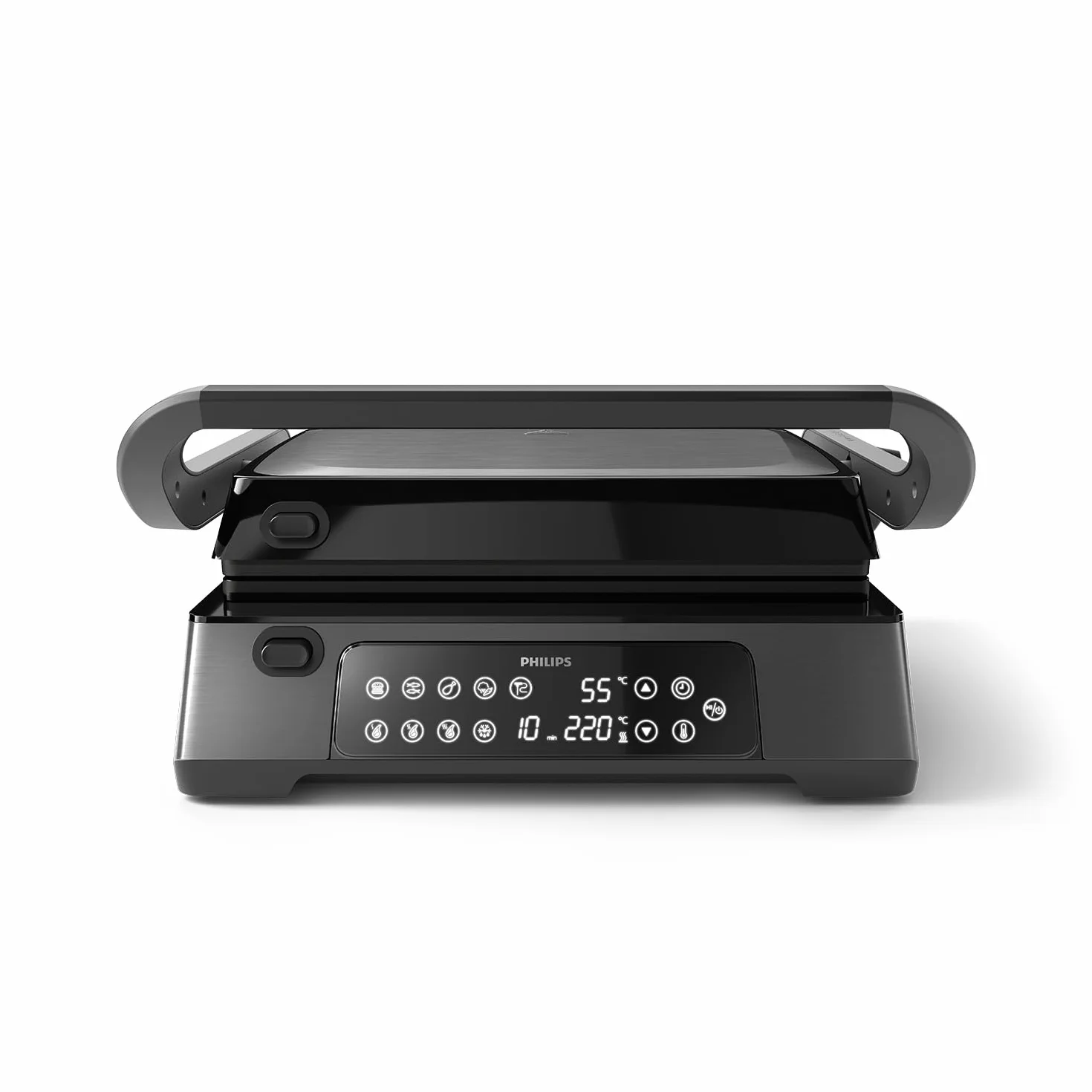 Philips Grill Elektryczny - Sonda Temperatury i 8 Zaprogramowanych Funkcji Grill z Dużą Powierzchnią Grillowania. Cyfrowa Regulacja Temperatury. Łatwy w Czyszczeniu (HD6307/70)