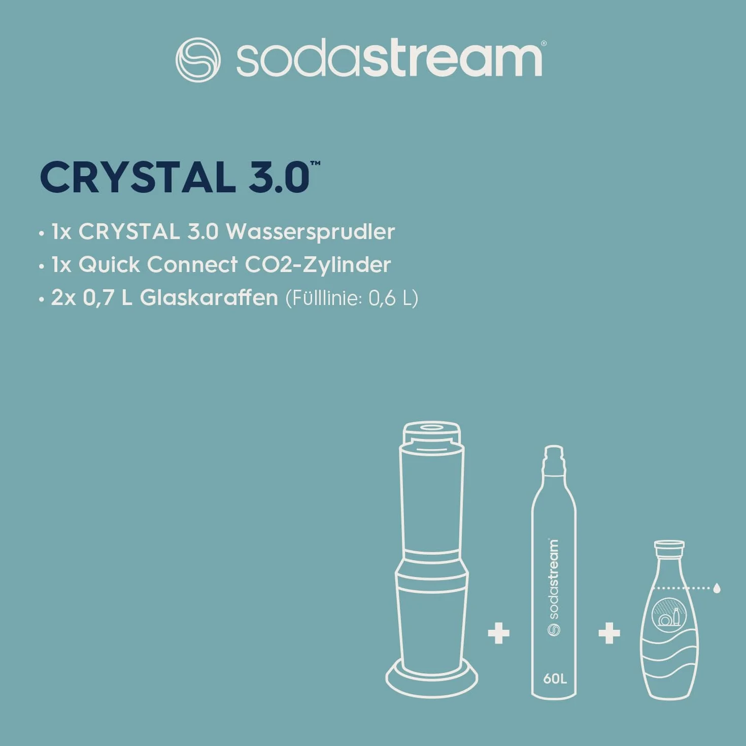 Sodastream Crystal 3.0 Saturator, Czarny, 45 cm